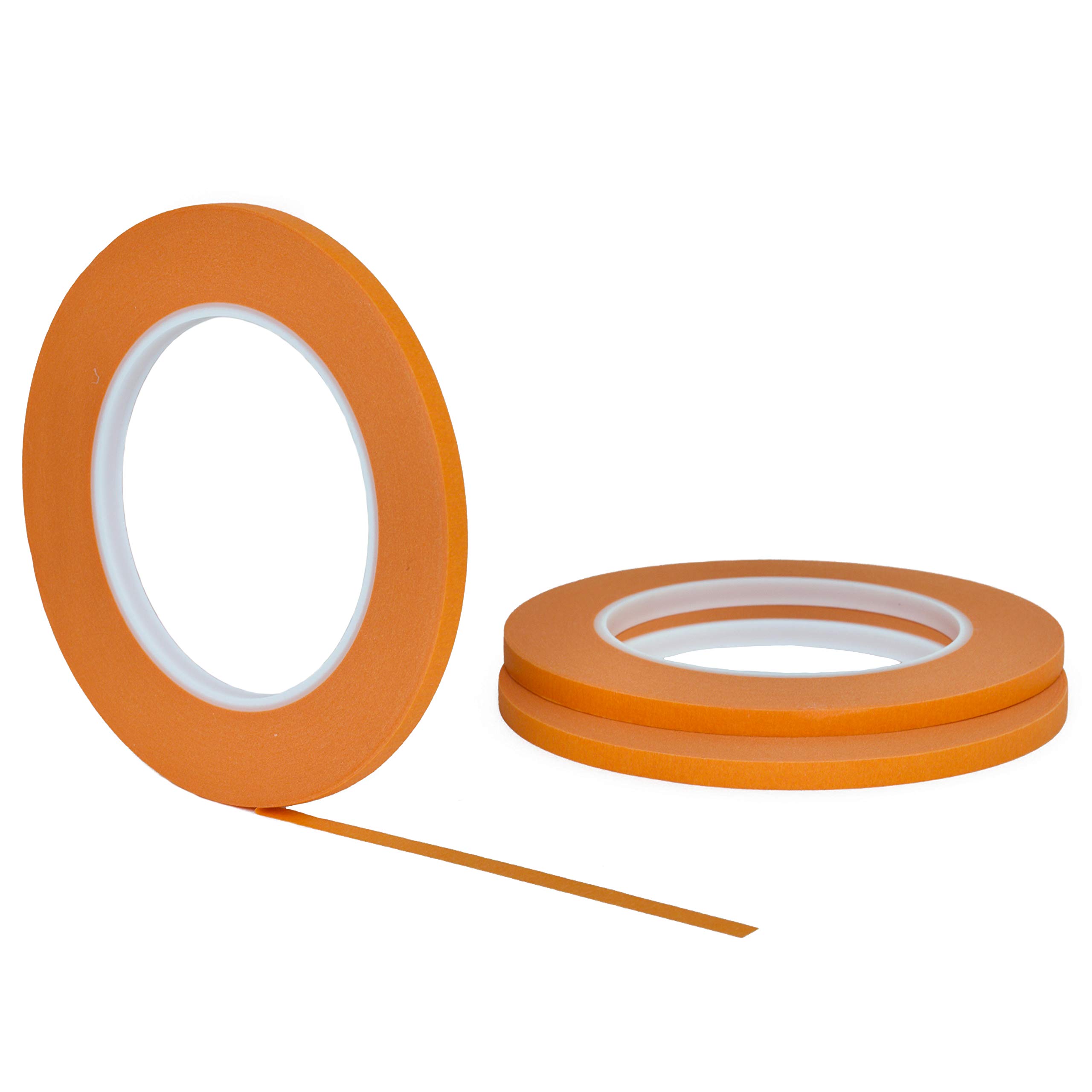 3 pack 1/4" inch x 60yd STIKK Orange Painters Tape 14 Day Easy Removal Trim Edge Thin Narrow Finishing Masking Tape (.25 IN 6MM)