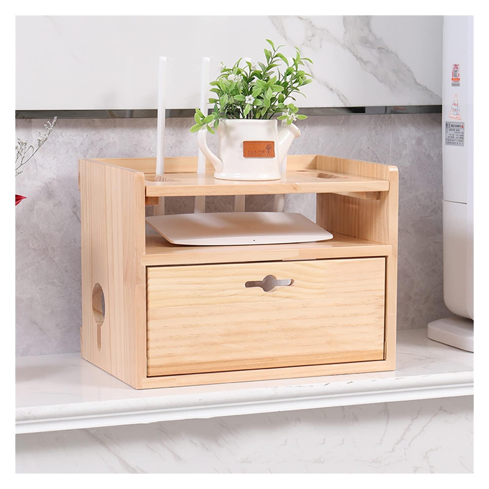 Organizador de Cables, Caja de Madera para Guardar Cables, Organizador de Cables, Organizador de Cables para routers, Organizador de Cables Grande y multifunción para Ocultar Cable