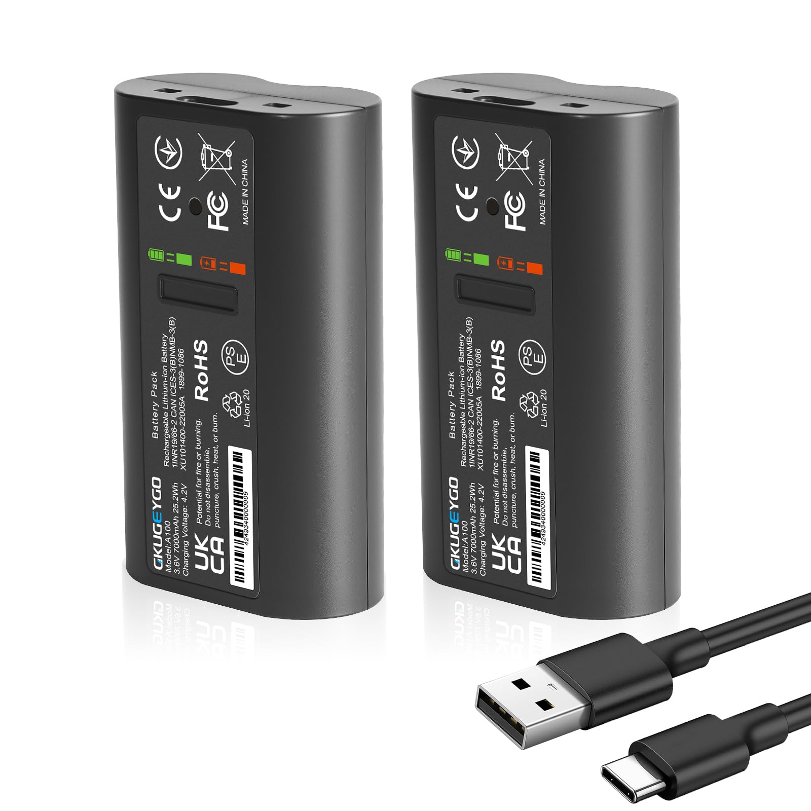 GKUGEYGO 2-Pack Rechargeable Battery for Tapo C400, C420, D230, Upgraded Replacement for TP-Link C400S2, C420S1, C420S2, D230S1, Compatible with Tapo A100 Security Camera Battery