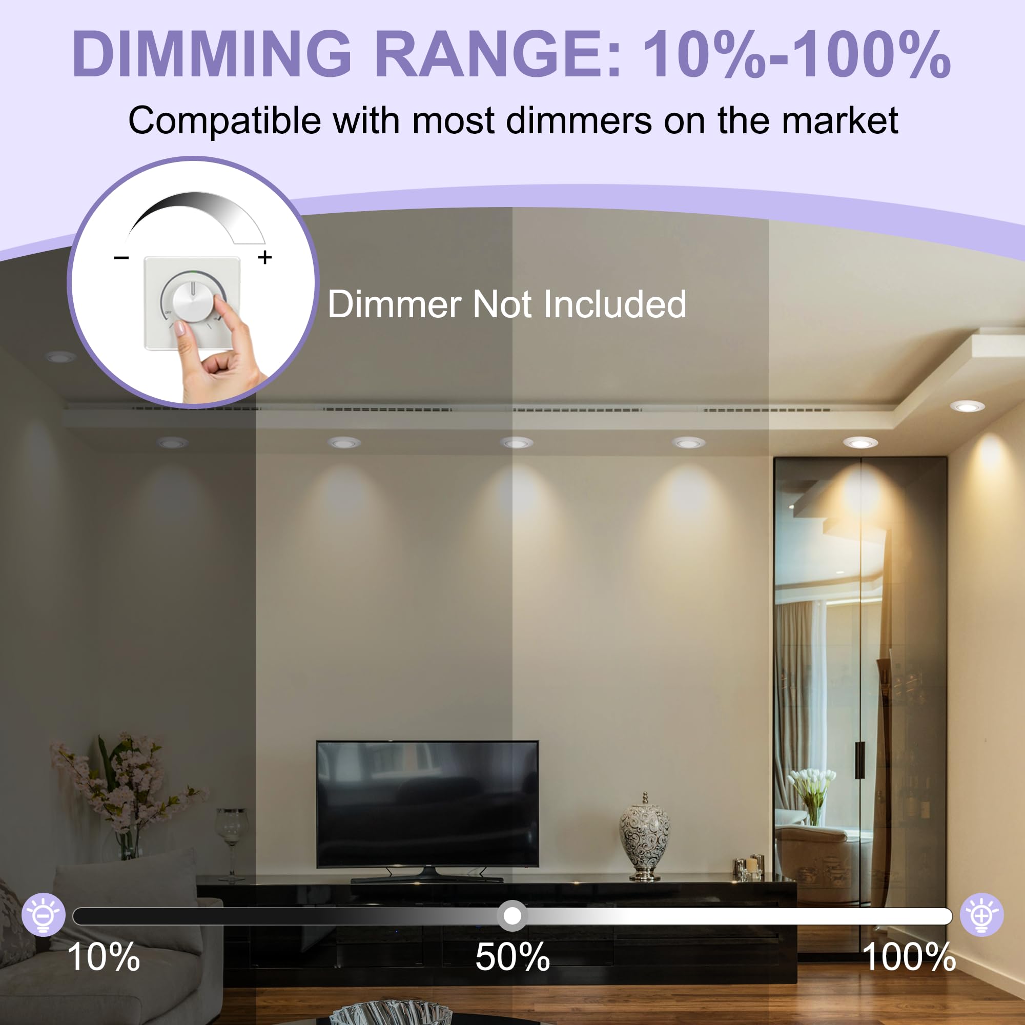 LED Einbaustrahler 230V Dimmbar 68mm 5.5W IP44 LED Spots Ultra Flach Deckenspots 45° Schwenkbar Einbauleuchten 3000K/4000K/6000K Spots Deckenleuchte für Bad Wohnzimmer Küche, Weiß 6er Set