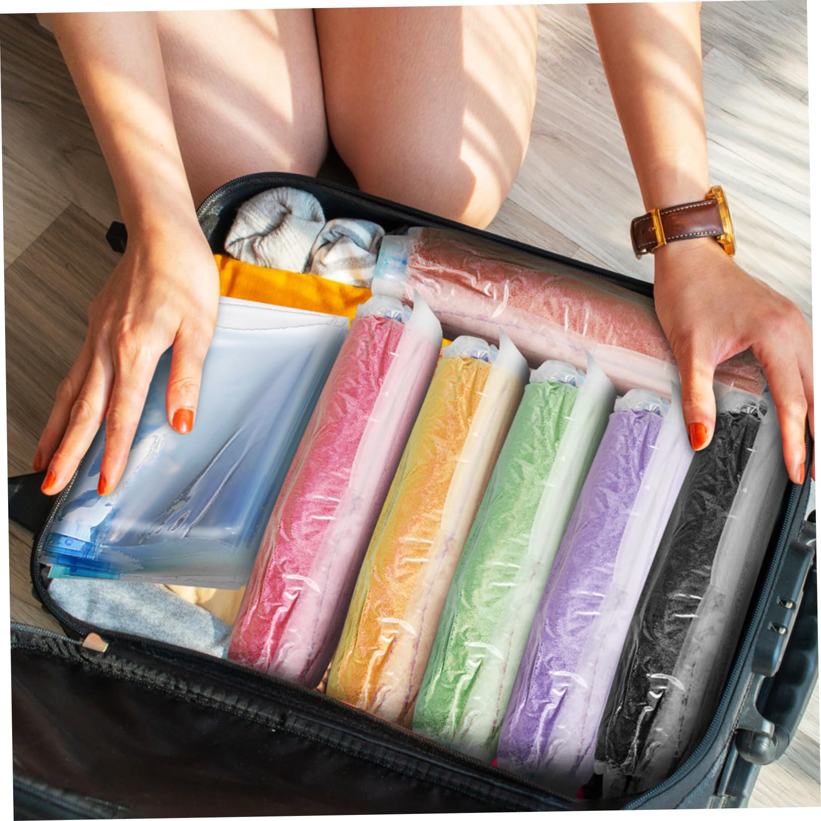 12pezzi Sacchetti Compressivi Da Viaggio Borse Sottovuoto Per Abbigliamento Accessori Ottimizzazione Spazio Senza Aspirapolvere Pratici Portatili Per Valigia