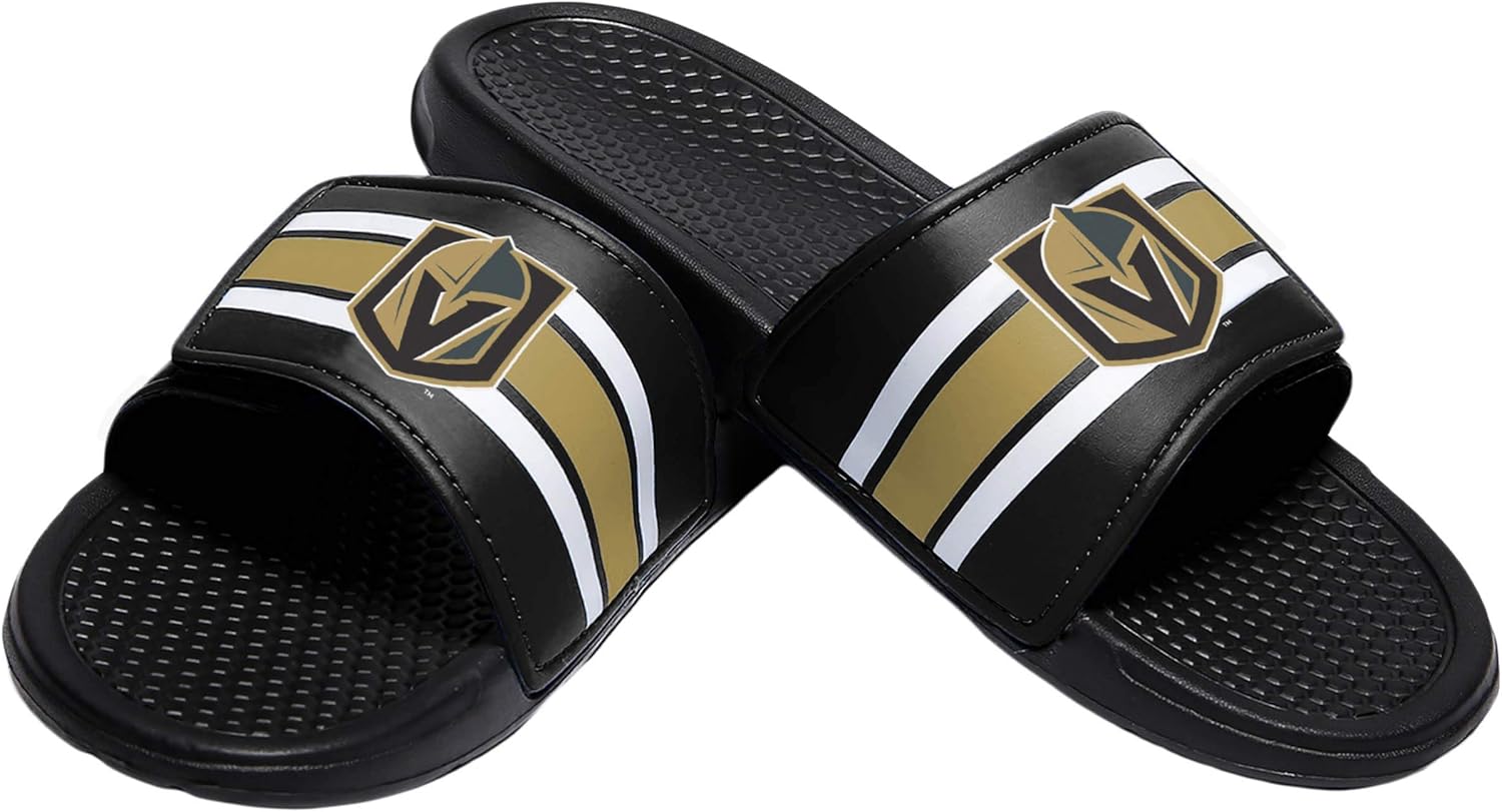 FOCO Men's NHL Team Logo Sport Legacy Stripe Slide Sandals