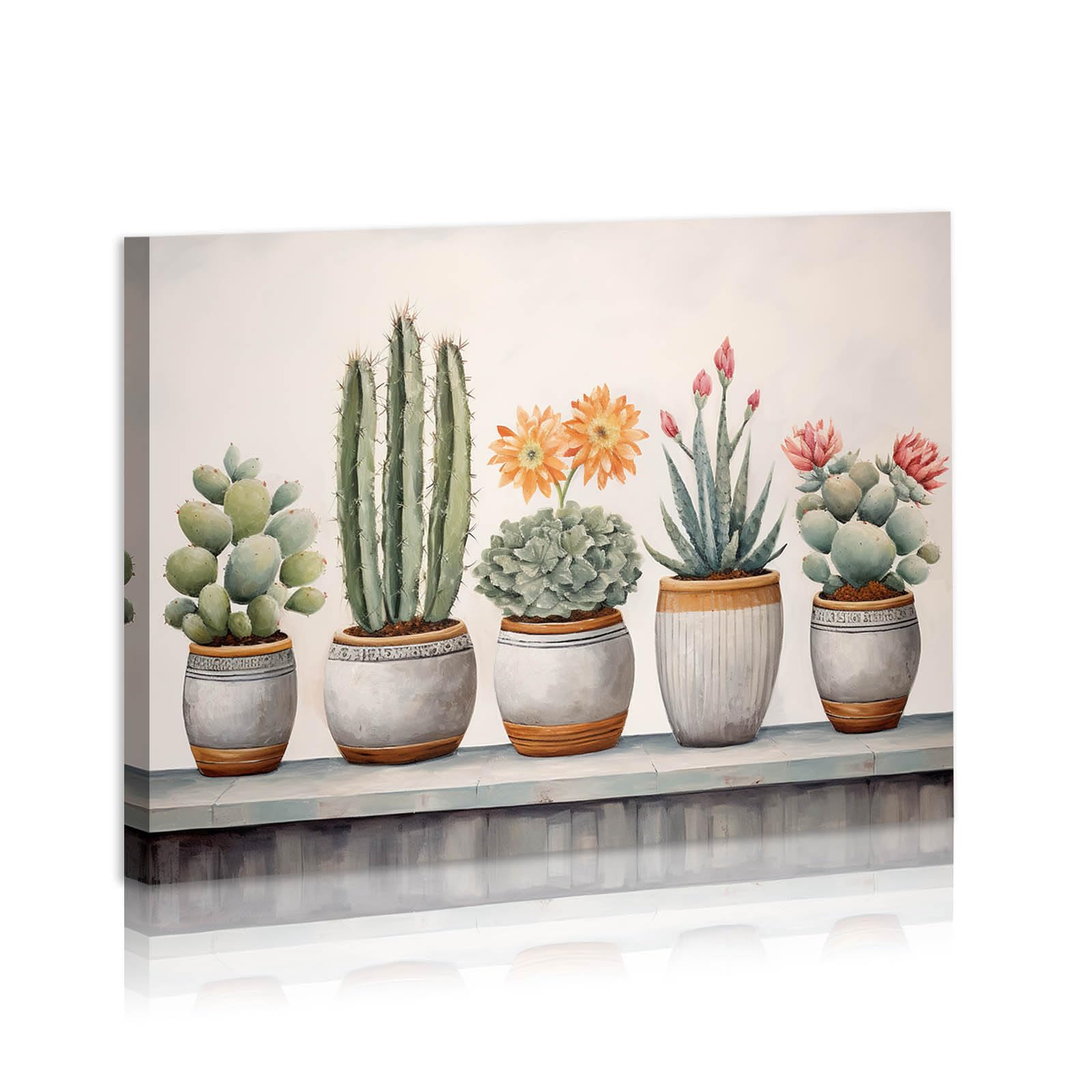 DEORAIO Cactus Canvas Prints Painting Farmhouse Decor Botanical Plant Wall Art Cactus Posters for Kids Room Living Room Baby Room Bedroom Bathroom