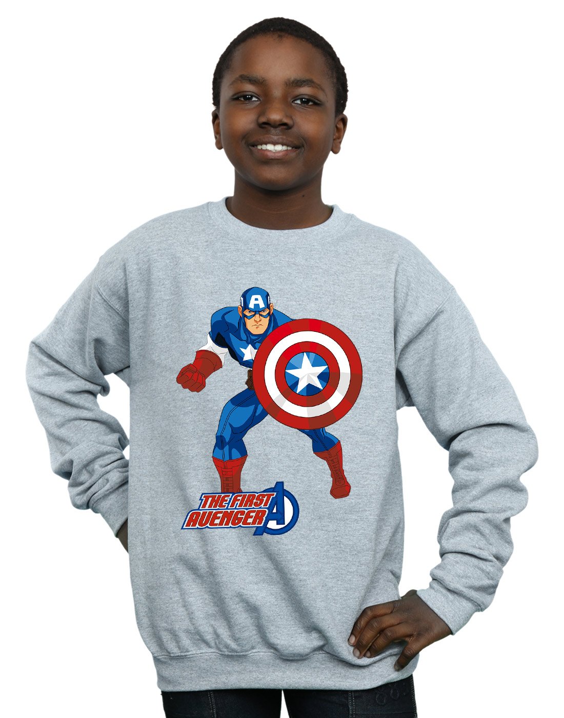 Absolute Cult Boys Sport Grey Marvel Captain America The First Avenger Sweatshirt 12-13 Years