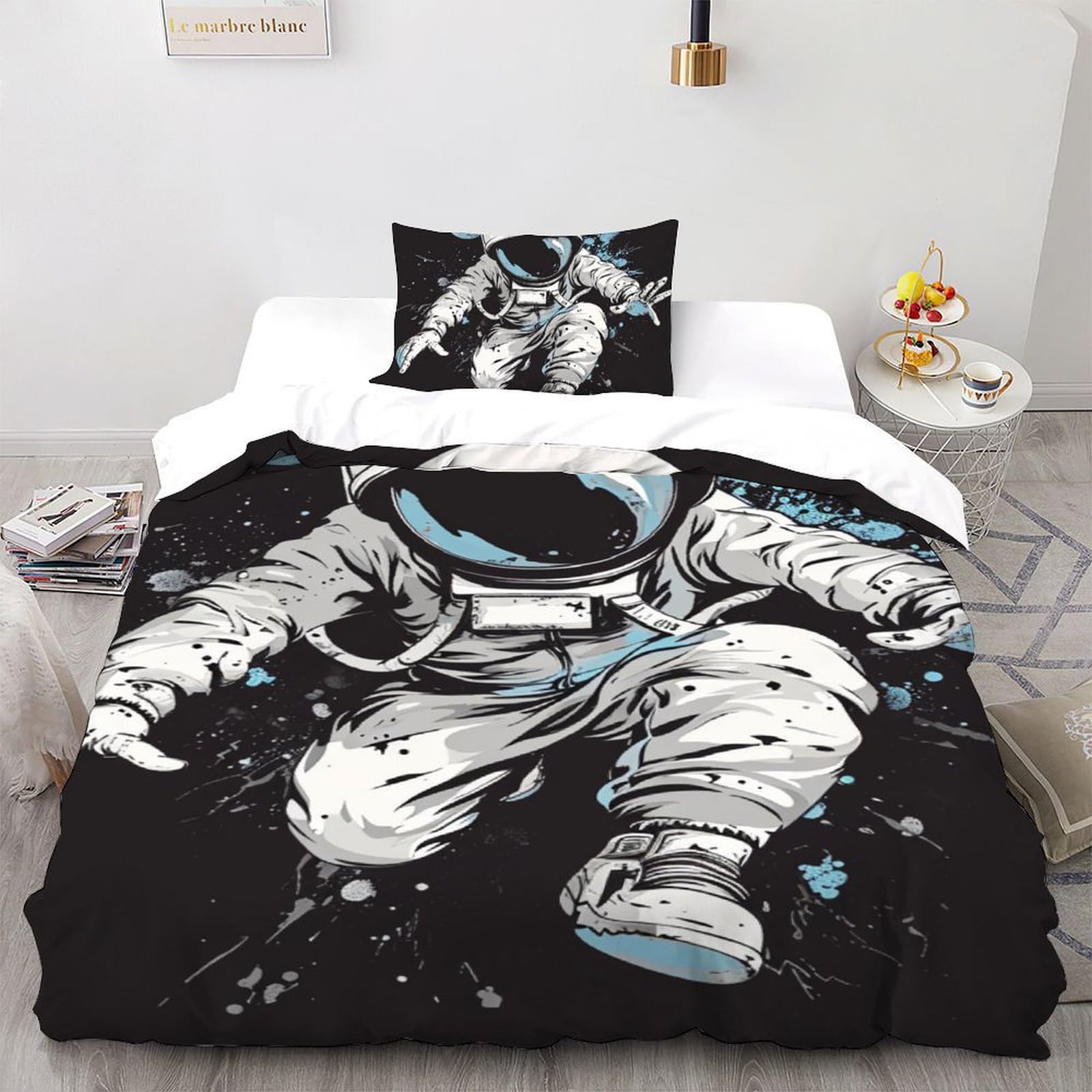 Housse de couette astronaute microfibre premium parure lit espace