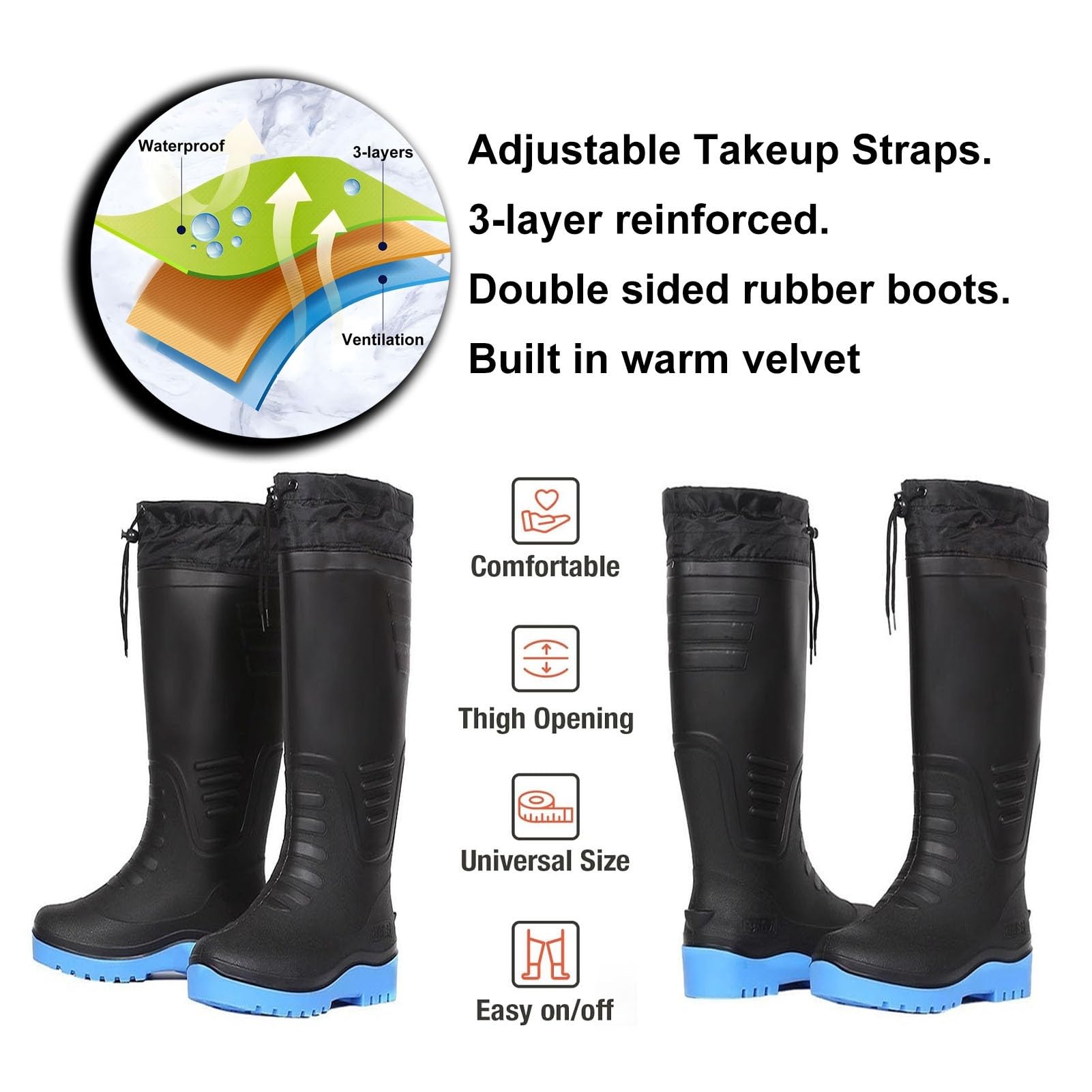 Waders hip Robusti Stivali da Pesca da Uomo, Comodi Stivali da Pesca Caldi E Morbidi Fatti Per Durare, Per La Caccia E La Pesca Nelle Paludi