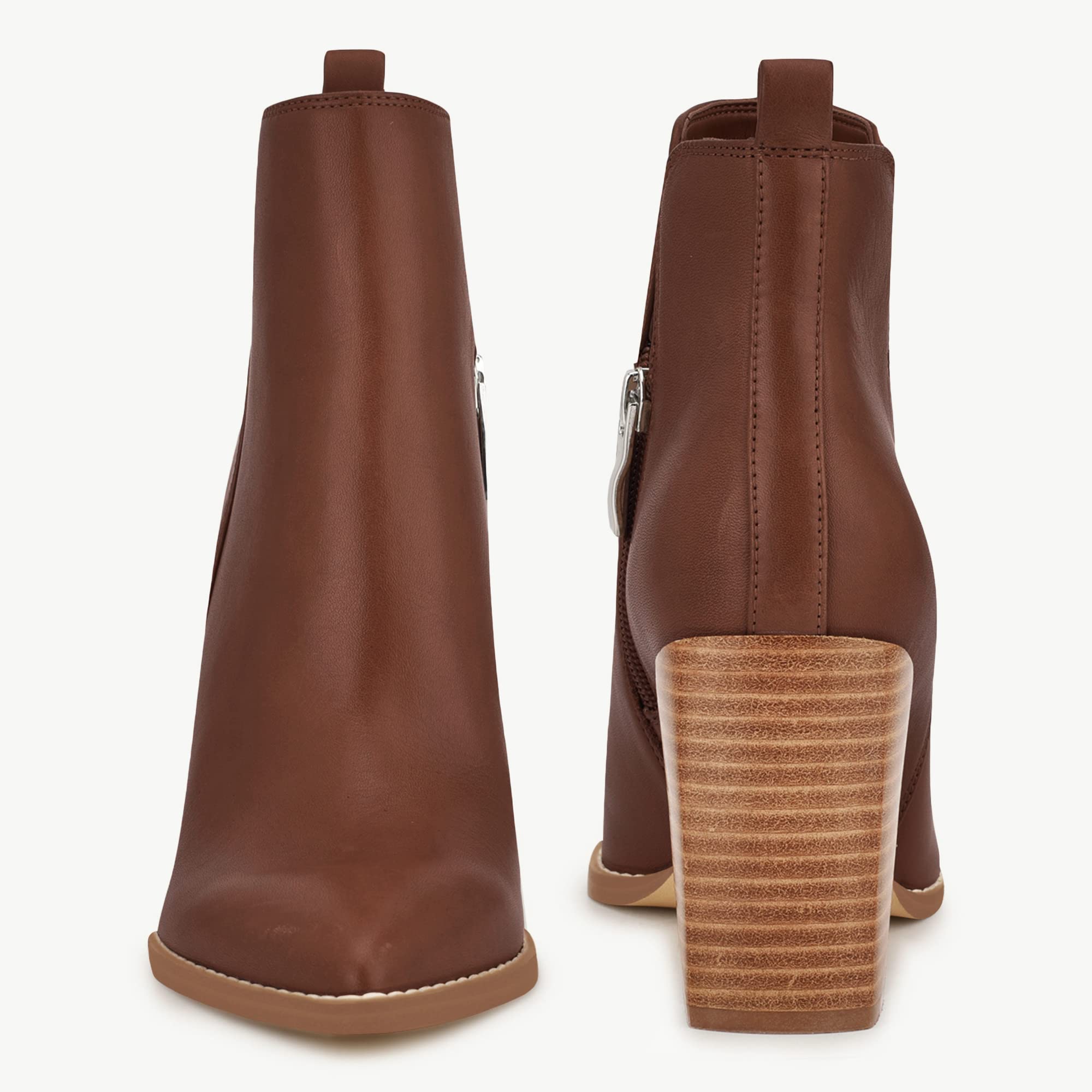 Juliet Holy Women's V Cut Ankle Boots Pointed Toe Stacked Chunky Heel