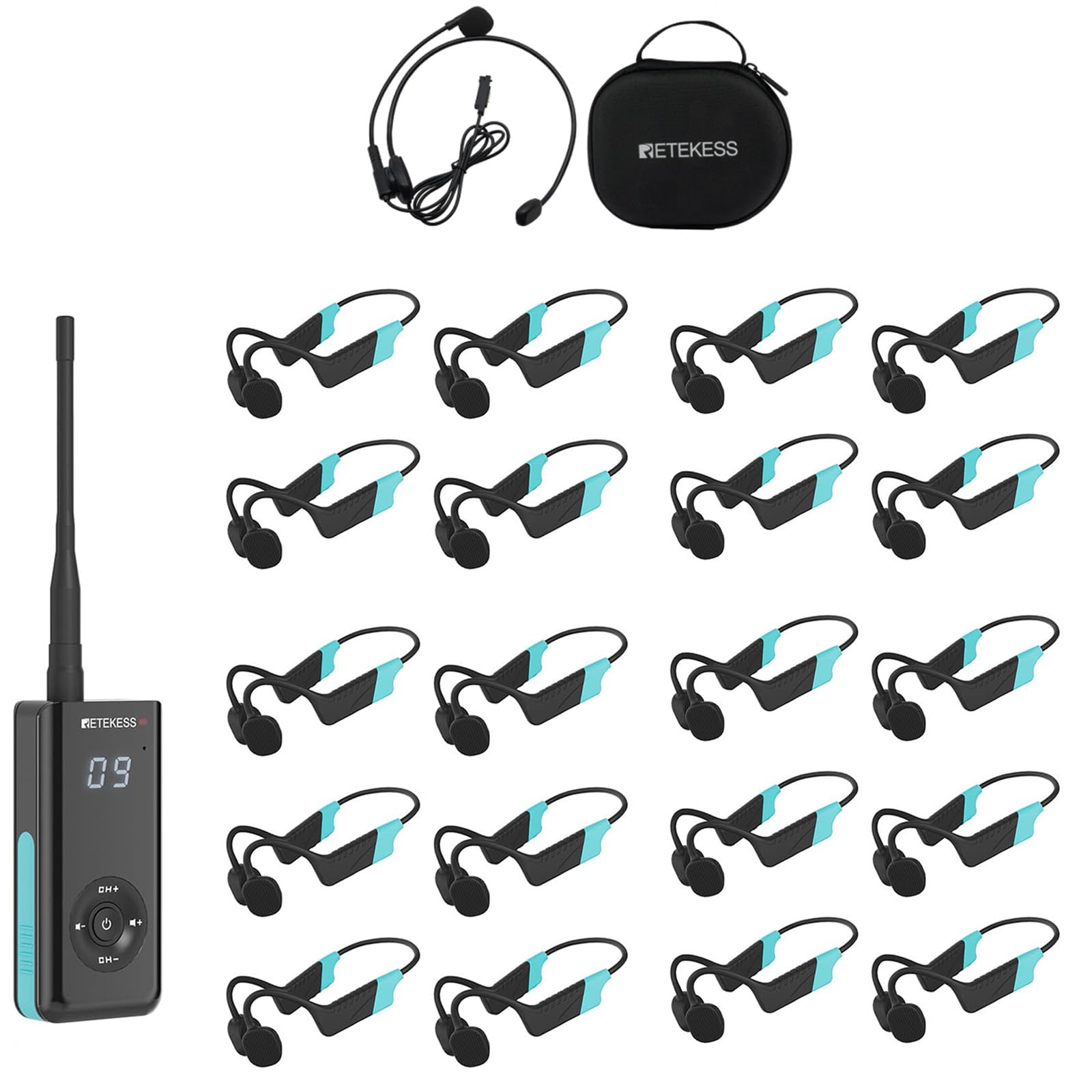 Retekess TT120 Swim Coach Communicator, Underwater Communicator, IP68 Wasserdicht, 120 M, Schwimmtrainer-Kommunikator für Schwimmtraining und Coaching (1 Sender, 20 Empfänger)