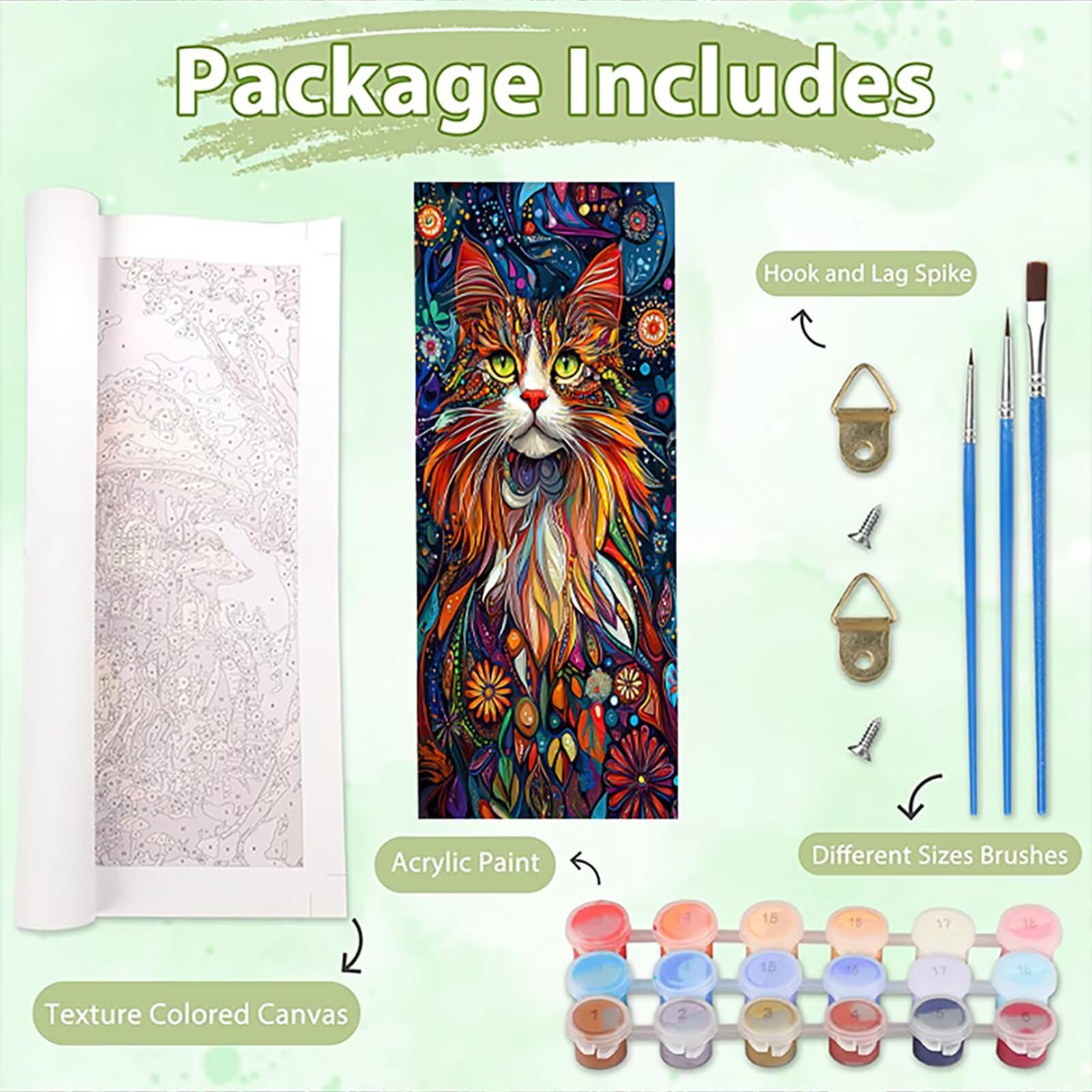 Malen Nach Zahlen 50x150cm Leinwand Katze Malen Nach Zahlen Erwachsene mit Ohne Rahmen, DIY Kreativ Set für Erwachsene mit Pinseln und Acrylfarbe, Zimmer Deko Planeten Landschaft Geschenk, P0M-395