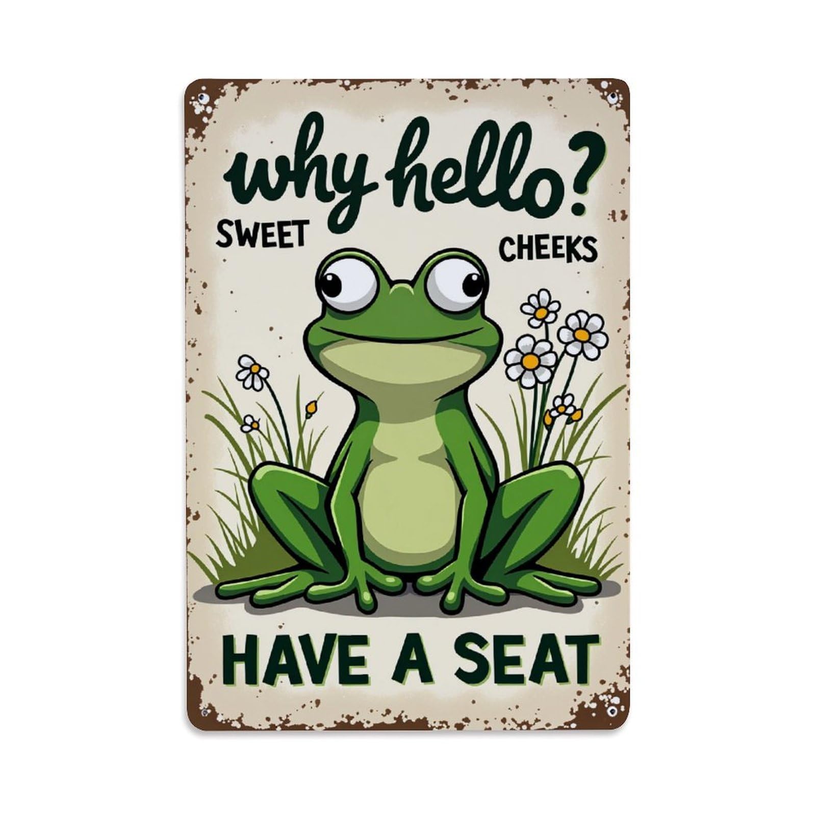 Enderetf Vintage Frog With Flowers And Text Tin Sign Metal Poster, Home Bar Garage Man Cave Cafe Indoor & Outdoor Wall Decoration 8X12inches
