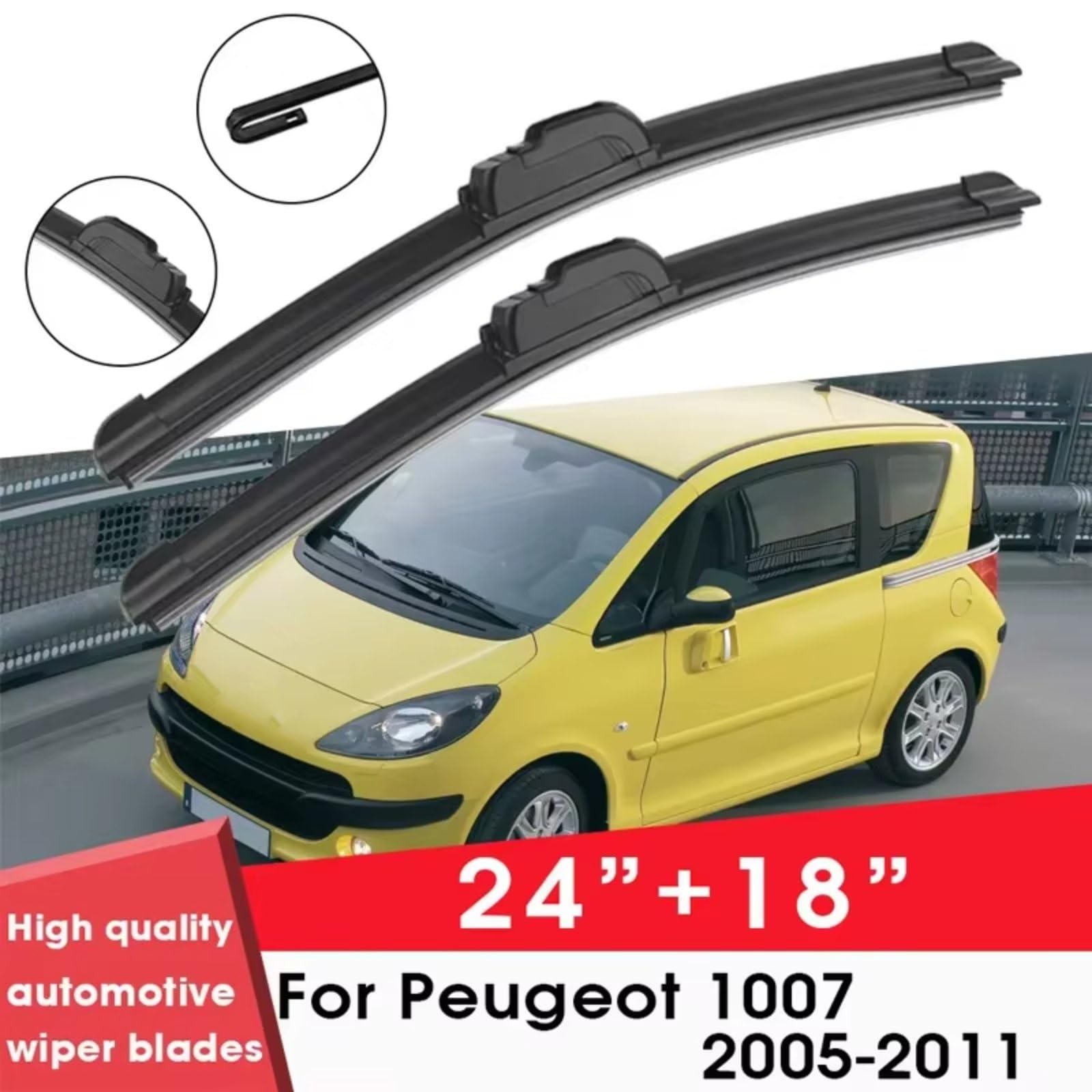 Kit Limpiaparabrisas Compatible Con Peugeot Para 1007 2005 2006 2007 2008 2009 2010 2011 24"+18" Limpiaparabrisas De Goma De Silicona Accesorios Para Limpiaparabrisas De Coche Escobillas