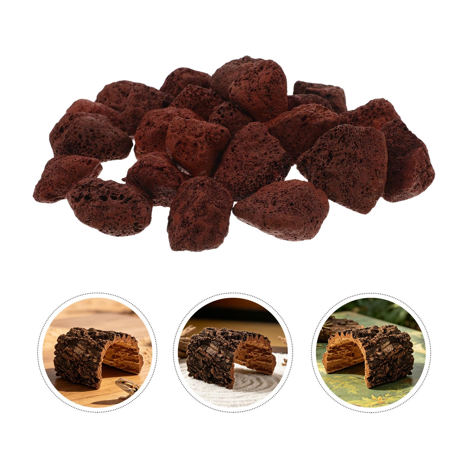 ibasenice Pierres Volcaniques Naturelles pour Aquarium, Pierres de Lave Stables et Faciles à Installer, Gravier Décoratif de 1,5 Kg pour Aquascaping et Aquarium à Betta