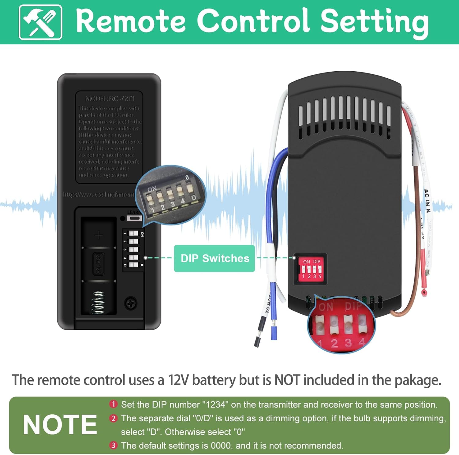 Universal Ceiling Fan Remote Control Kit for Hampton Bay Harbor Breeze | Compatible with Other 3 Speed Ceiling Fan, Light Dimmer with RC-73R Receiver for TX028C-S, TX028C-L, KUJCE10318, 2AAZPHD3/HD3