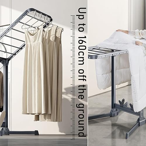 Miniatura 6 de Estante de secado de aleación de aluminio, estantes de secado de ropa al aire libre, soporte de metal plegable para secar ropa, toallas, calcetines,