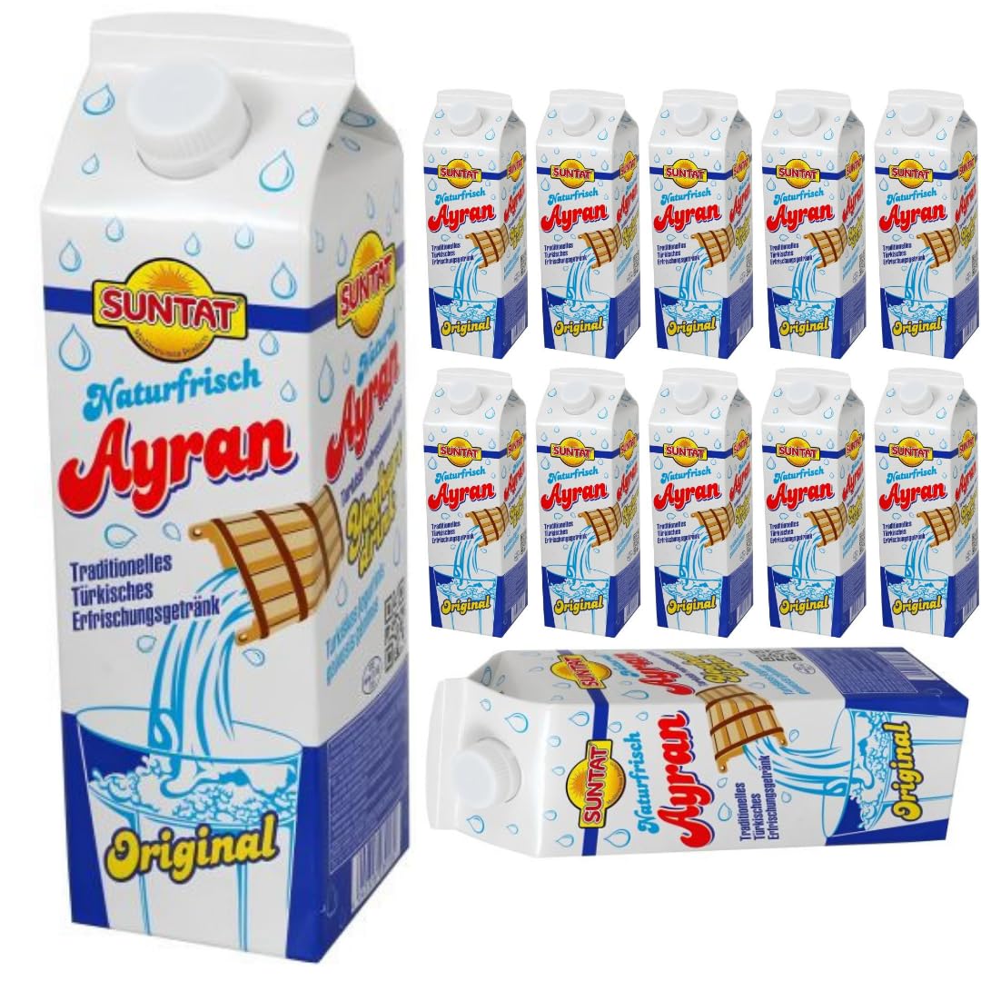 Suntat, Joghurtgetränk Ayran anatolischer Joghurt-Drink Nach Anatolischer Art, Sonderproduktionsgetränk 1000 Mililiter x 12er