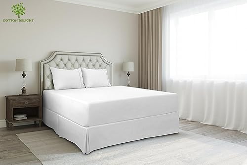 Miniatura 4 de Cotton Delight Falda de cama tamaño Queen, 100% algodón natural, 800 hilos, ajuste a medida, 1 falda de cama tamaño Queen de 16 pulgadas, longitud