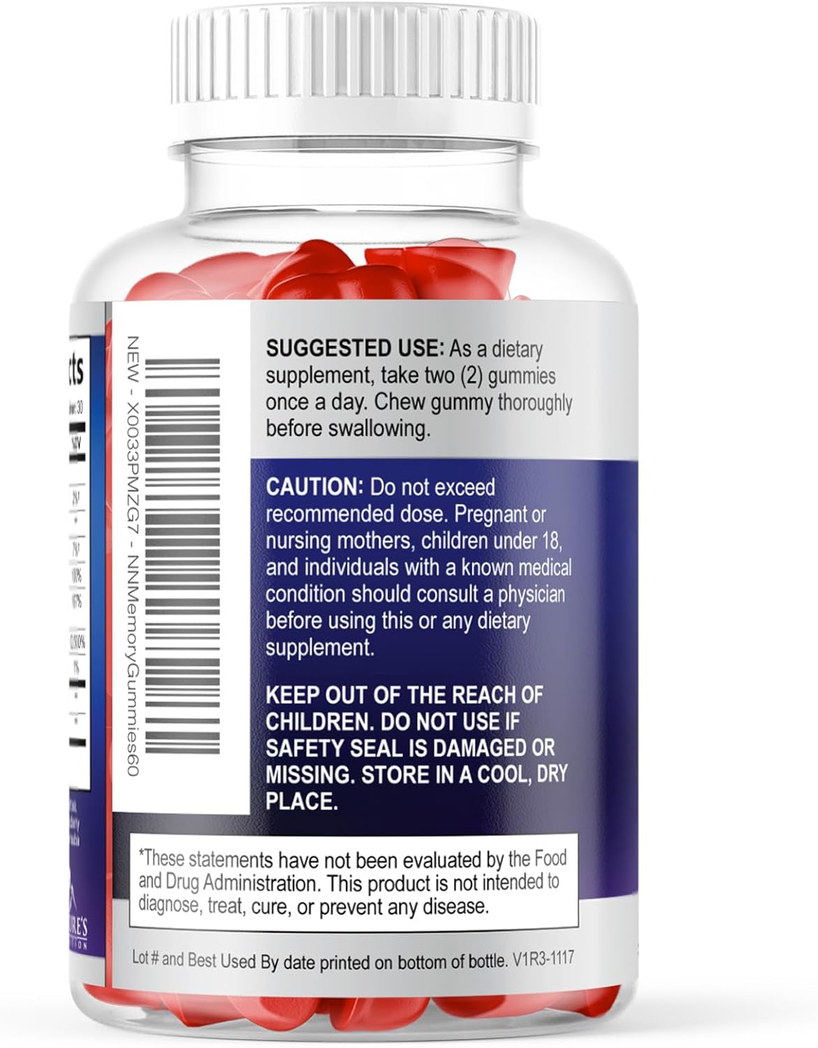 Brain Supplements for Memory & Focus Gummies - Brain Health Clarity with B6 B12 & Phosphatidylserine - Natural Nootropics Cognitive Concentration & Alertness Support Vitamins - 60 Vegan Gummies
