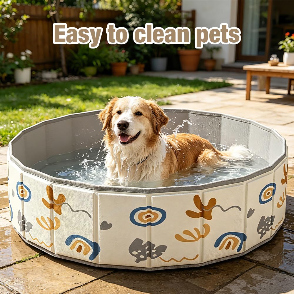 Mineup Piscina Pieghevole per Cani, 100cm Piscina per Cani, Bacino per Cane, Robusta, Antiscivolo, Antistrappo, per Can E Gatti di Grandi Dimensioni, Gioco d'Acqua Estivo E Divertimento in Giardino