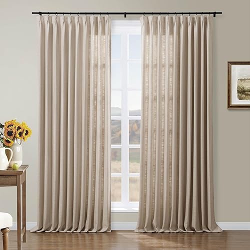 Miniatura 74 de Drapifytex Cortina plisada de lino sintético, cortina para oscurecer la habitación, 56 pulgadas de ancho x 96 pulgadas de largo, cortina de cobre 26