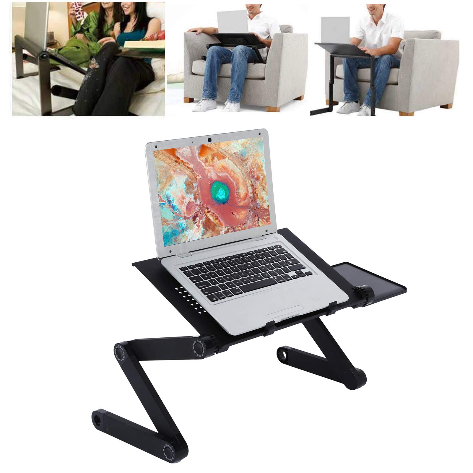 Tavolo per Laptop, Supporto per Laptop, scrivania per Laptop in Lega di Alluminio con Scheda per Mouse Supporto per Computer Pieghevole Regolabile in Lega di Alluminio Portatile