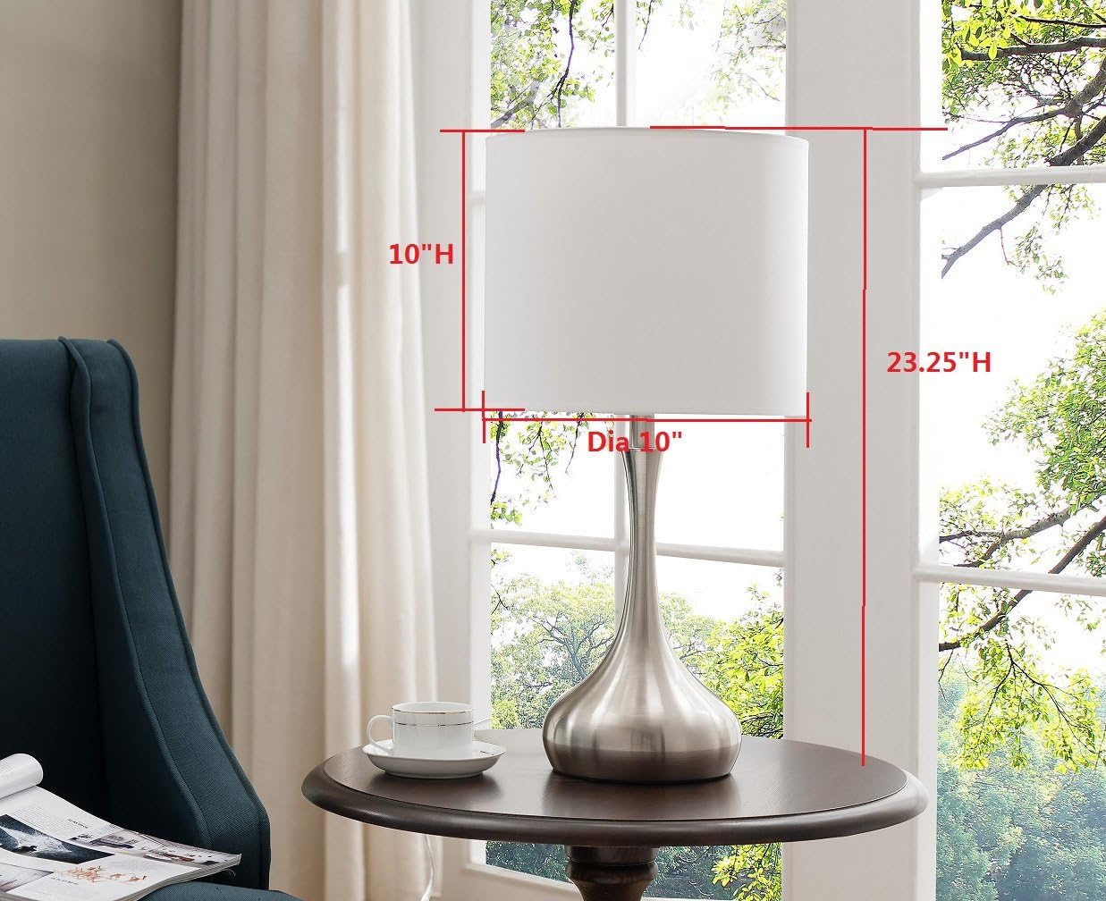 Kings Brand 24"H Traditional Brushed Nickel Finish Metal Table Lamps (Set of 2)