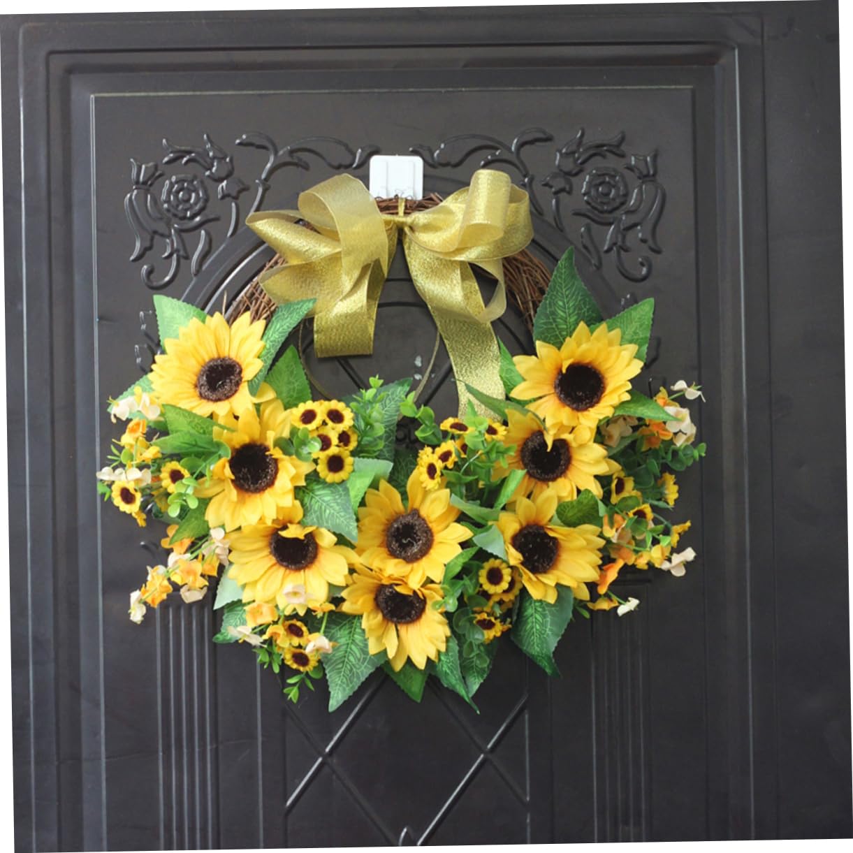 Garneck 1pezzi Ghirlanda Da Porta Con Girasoli Decorazione Per Porta d Ingresso Ornamento Giallo Con Fiocco Adatta Per Soggiorno Sala Lettura Camera Da Letto e Sala Giochi