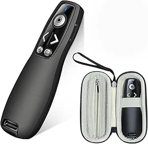 Wireless Presenter with Carry Case, Presentation Clicker with Protective Storage Bag, Presentation Remote for Powerpoint, Mac, Computer, Laptop