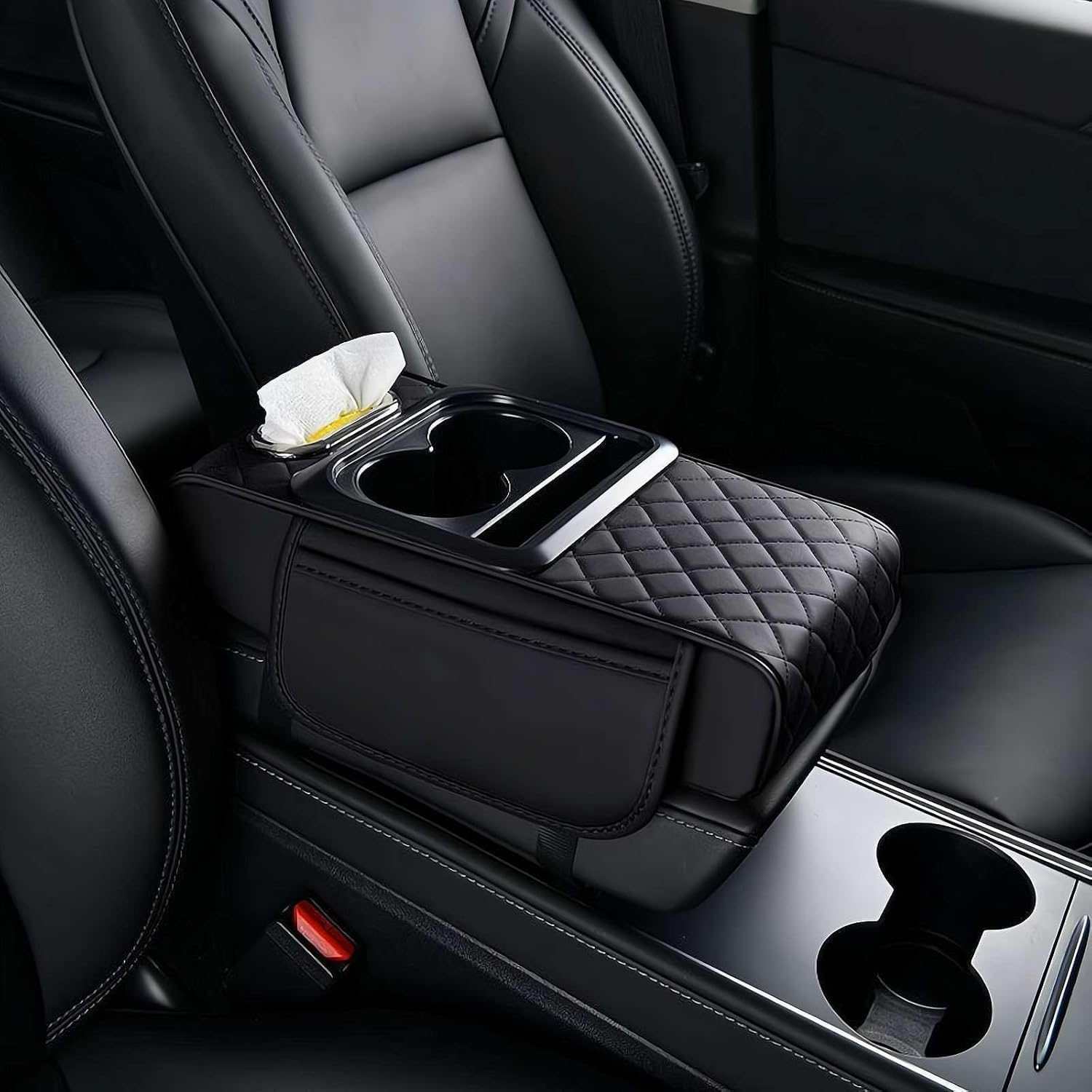 Cuscino per Bracciolo Auto per Toyota Yaris Hybrid 2019-2024, Copri Console Bracciolo Auto, Protezione Console Centrale Multifunzionale,Black