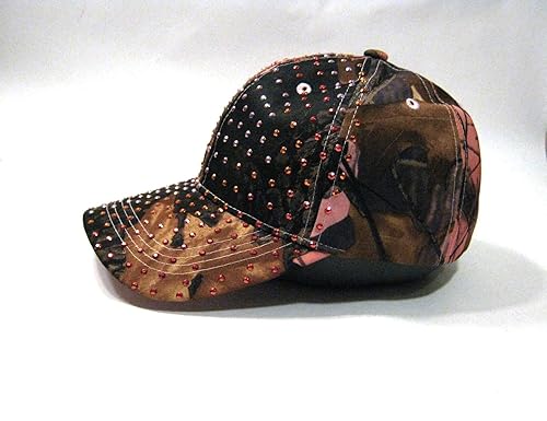 Miniatura 3 de Unique Pink Camo Bling Rhinestone Studded Streetwear Hip Hop Womens Teens Baseball Cap Hat
