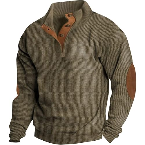 Ymosrh Men's Sweatshirt European Size Outdoor Casual Standing Collar Long-Sleeved Sweater Crewneck Sweatshirts, S-5XL