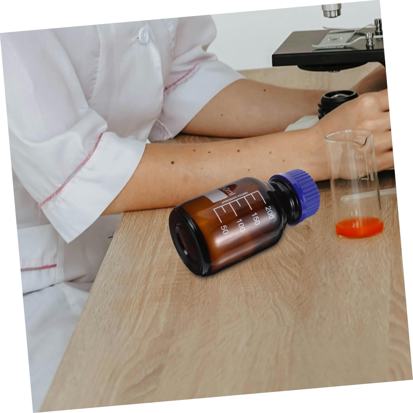 Mikinona Bouteille de Réactif Lot de 3 en Verre Marron, 250ml, Graduée