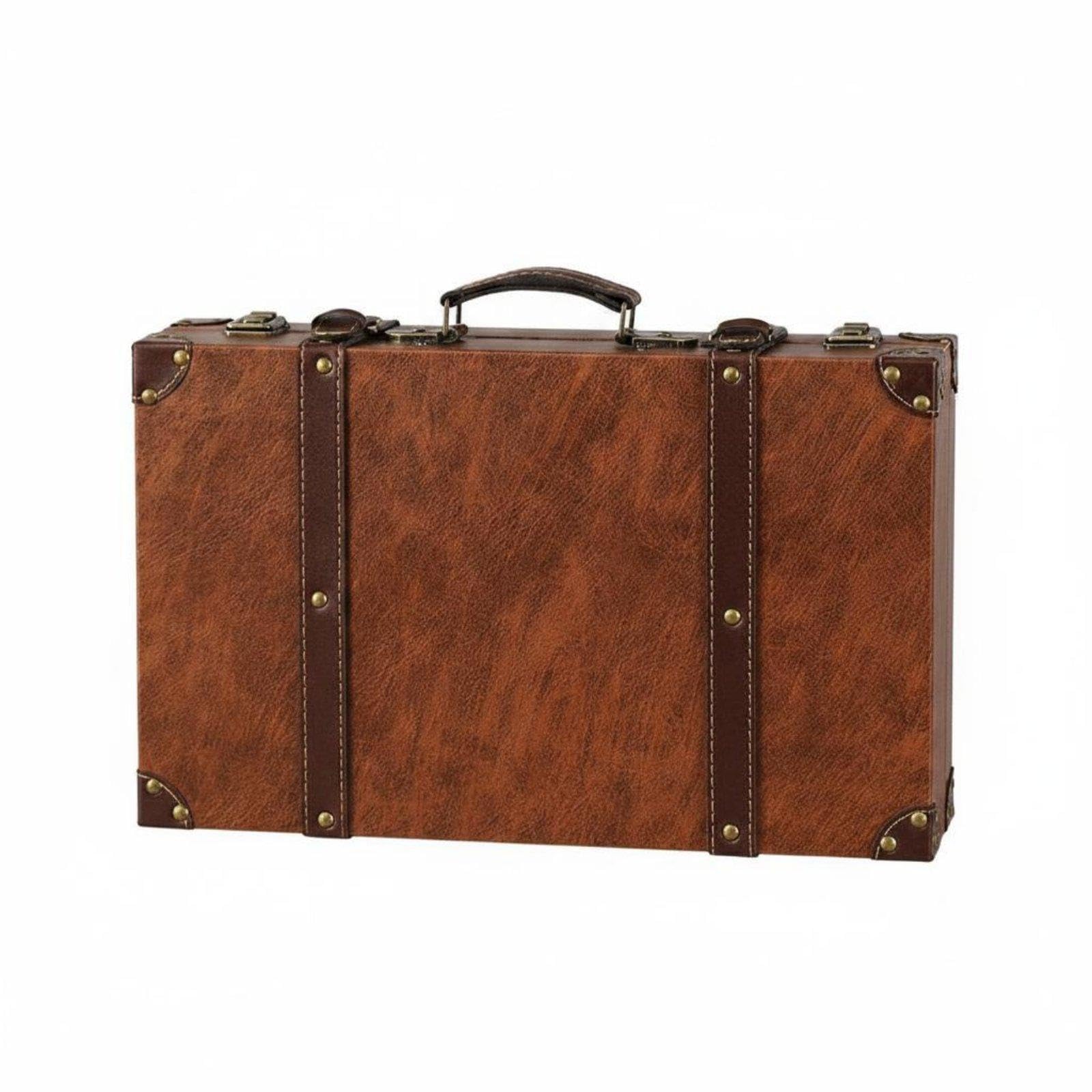 Meadawgs®3 Pieces Vintage Suitcase Set Photo Prop Retro Leather Trunk Set Multipurpose Vintage Suitcase Box for Shop Window, Bedroom 1120G Retro Brown L|Travel|Vintage Luggage & Travel Accs-image-14