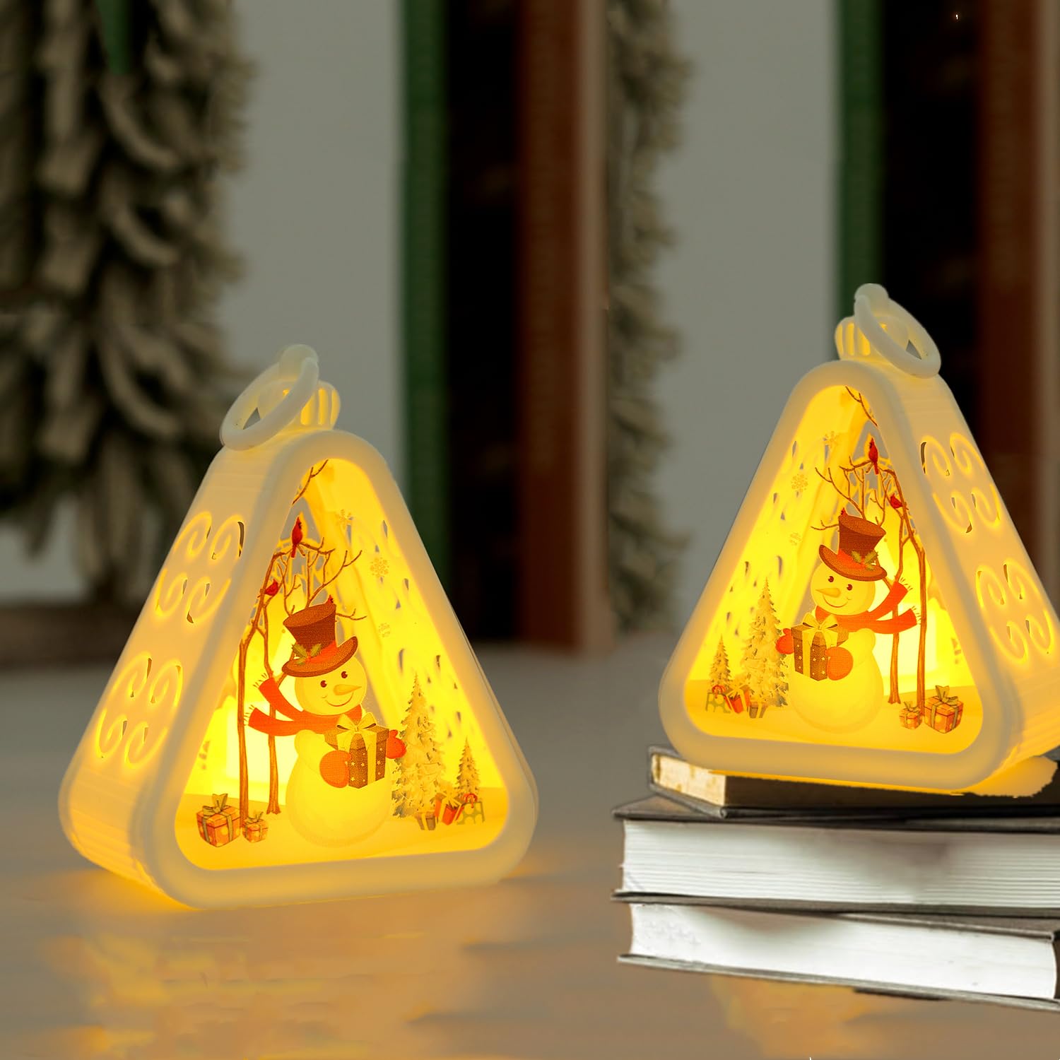 Hanging Decorative Table Lamp Vintage Small Night Lights for Christmas Tree Fireplace Indoor Outdoor Window Decorations Xmas Home Bedroom Bedside Desktop Nightstand Decoration,2Pcs/Pack