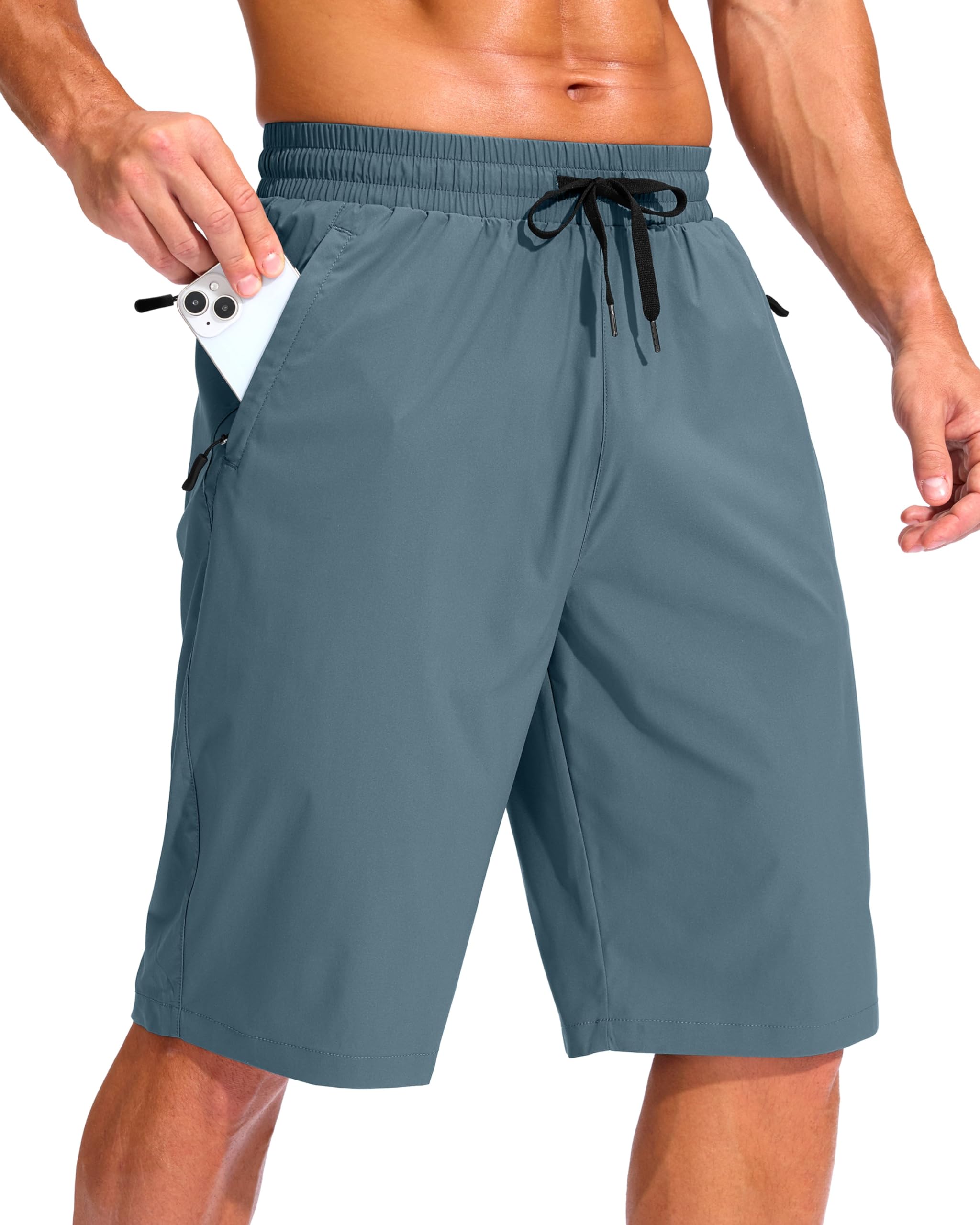 G Gradual Mens 11 Board Shorts with 3 Zipper Pockets Long Swim Trunks Quick Dry Bathing Suit Swimwear