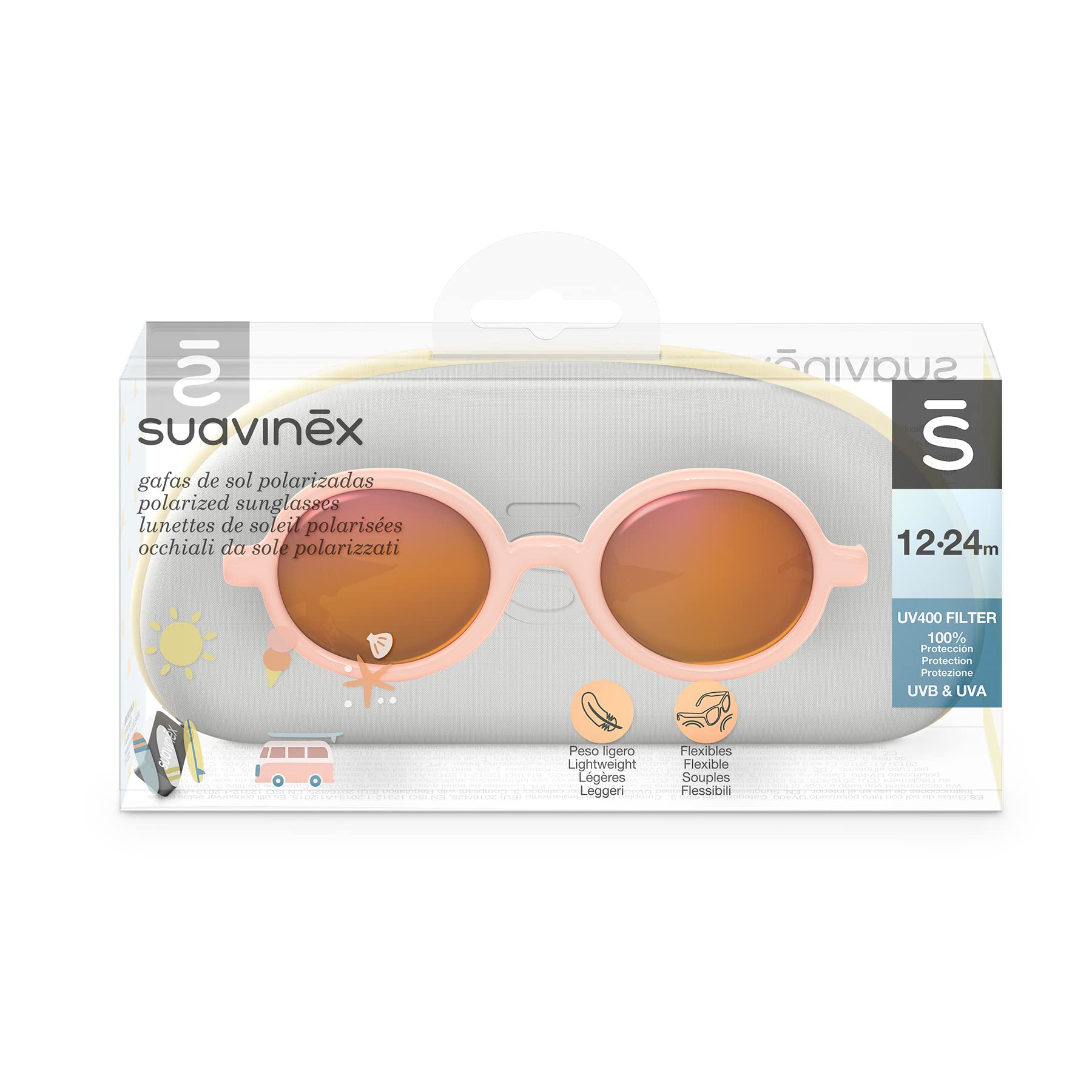 Suavinex, Gafas de Sol para Bebés de 12 a 24 Meses, Polarizadas, con Filtro UV 400, 100% Protección Rayos UVA y UVB, con Funda Incluida, Muy Flexibles y Ligeras