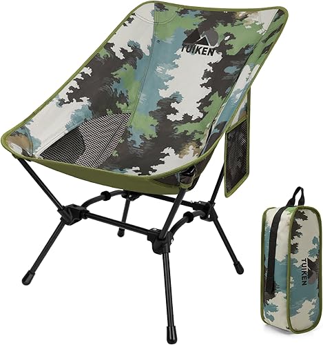 Silla de camping ultraligera, silla de campamento portátil con soporte para tazas y bolsa de almacenamiento, silla plegable ligera y compacta para