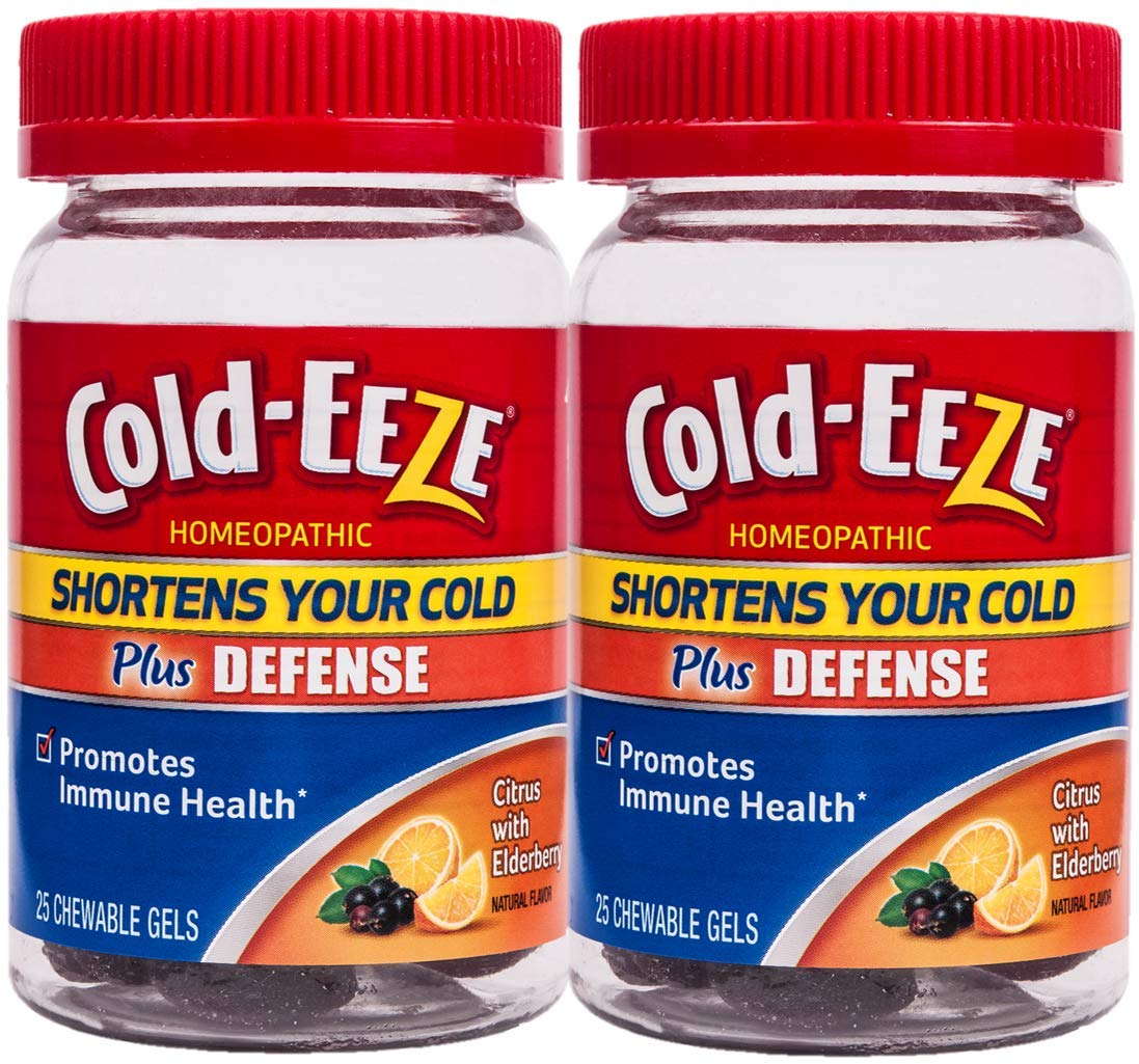 Plus Defense Chewable Gels, Twin Pack, Citrus with Elderberry 25ct- Shortens Colds, Promotes Immune Health*