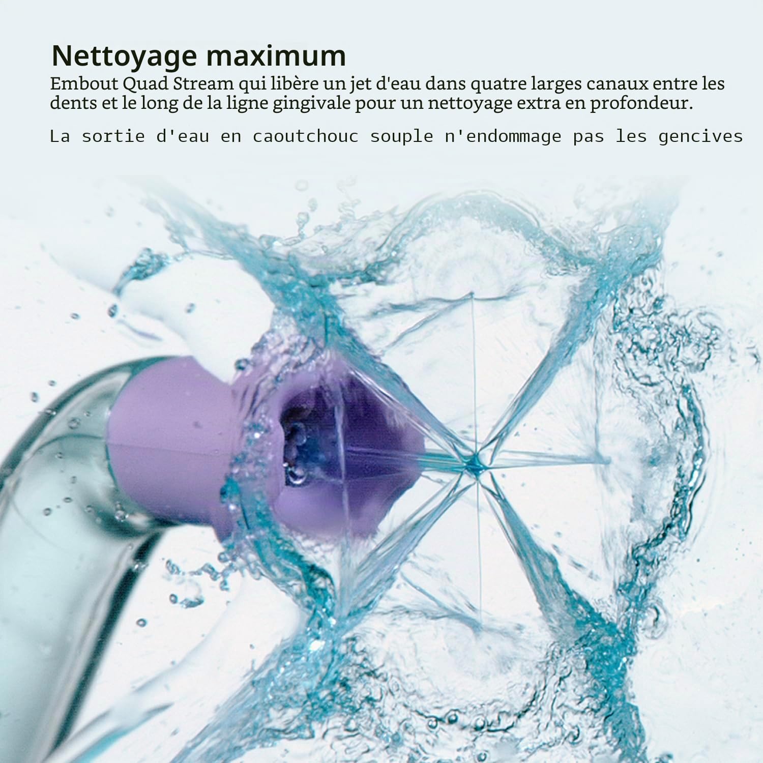 Lot de deux canules F3 Quad Stream de jet dentaire Philips Sonicare : accessoire pour jet dentaire compatible avec l'appareil sans fil Philips Sonicare Power Flosser (modèle HX3062/00)