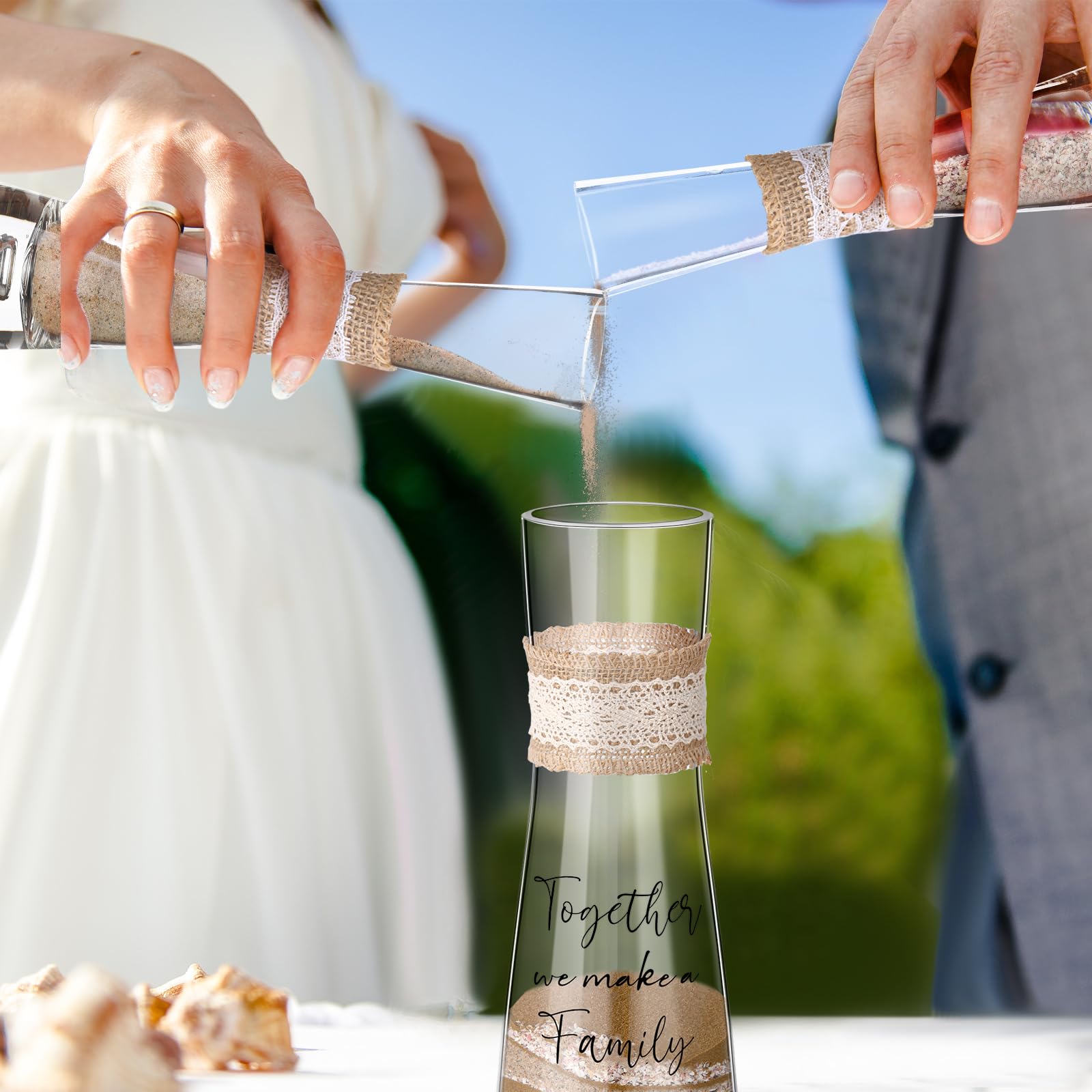 Irenare Unity Sand für Hochzeitszeremonie, Set mit Vase, Sand, Korkstopfen für Hochzeiten, Verlobungen, Jubiläen (rustikal)