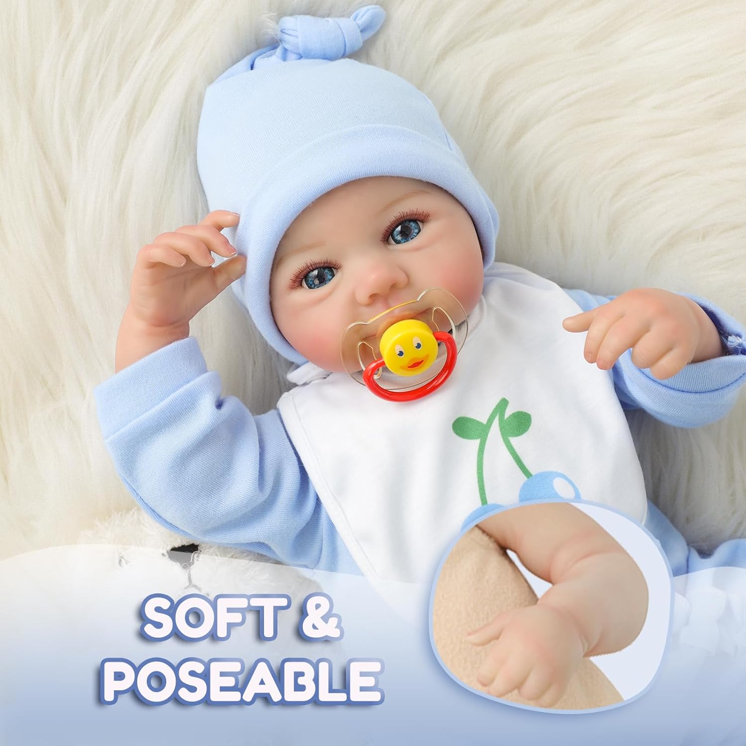 Reborn Baby Dolls Lucas 20 Inch Soft Body Realistic Baby Doll Reborn Real Life Baby Dolls with Soft Outfit, Magnetic Pacifier, Bottle,Rattle Set,Bear Doll, Gift Box for 3+ Years Old Gifts Collection