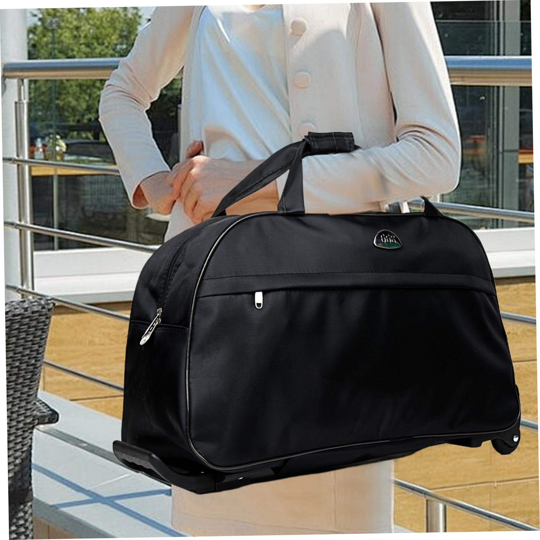 Bolsa de Lona Enrollable con Ruedas Bolsa de Lona de Gran Capacidad con Ruedas Bolso Impermeable con Ruedas y Mango de Llevar en la Bolsa Weekender Bolsas de Viaje de Moda para Mujeres y Hombres, Bol