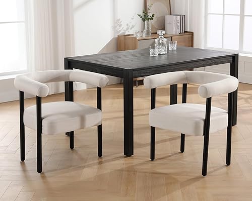 Miniatura 14 de Juego de 2 sillas de comedor de barril modernas de mediados de siglo, sillas tapizadas de cocina y comedor con brazos, sillas decorativas de piel