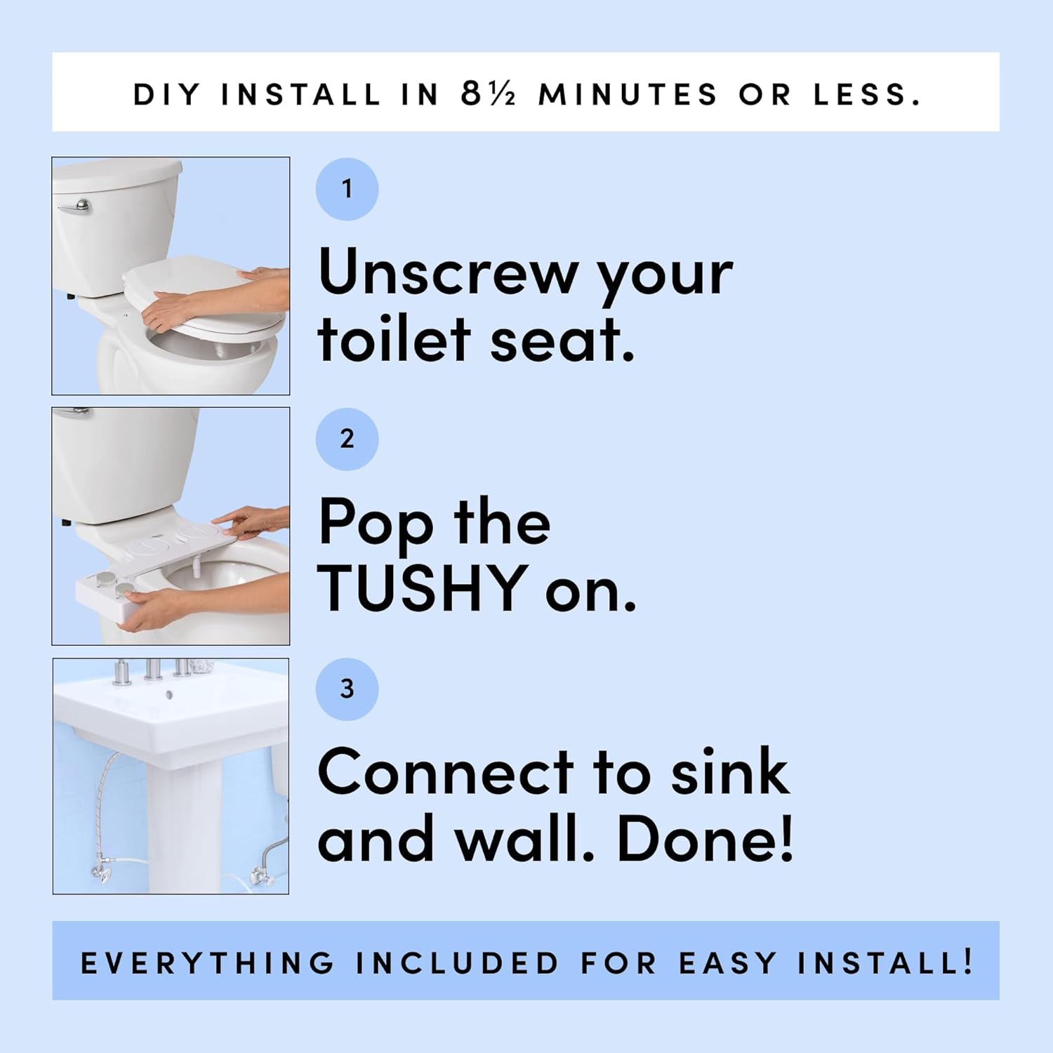 TUSHY Spa 2.0 Bidet Toilet Seat Attachment | Warm-Water Optional. Modern Sleek Design. Fresh Clean Water Sprayer (Non-Electric Self Cleaning Adjustable Nozzle), (Pink/White)