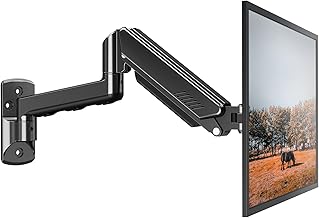 ELIVED Monitor Wall Mount Gas Spring Arm for 13-32 Inch PC Screens with VESA 75x75 / 100x100mm up to 9KG, Tilt Swivel Rotate Single Monitor Arm, Height Adjustable Wall Bracket EV023