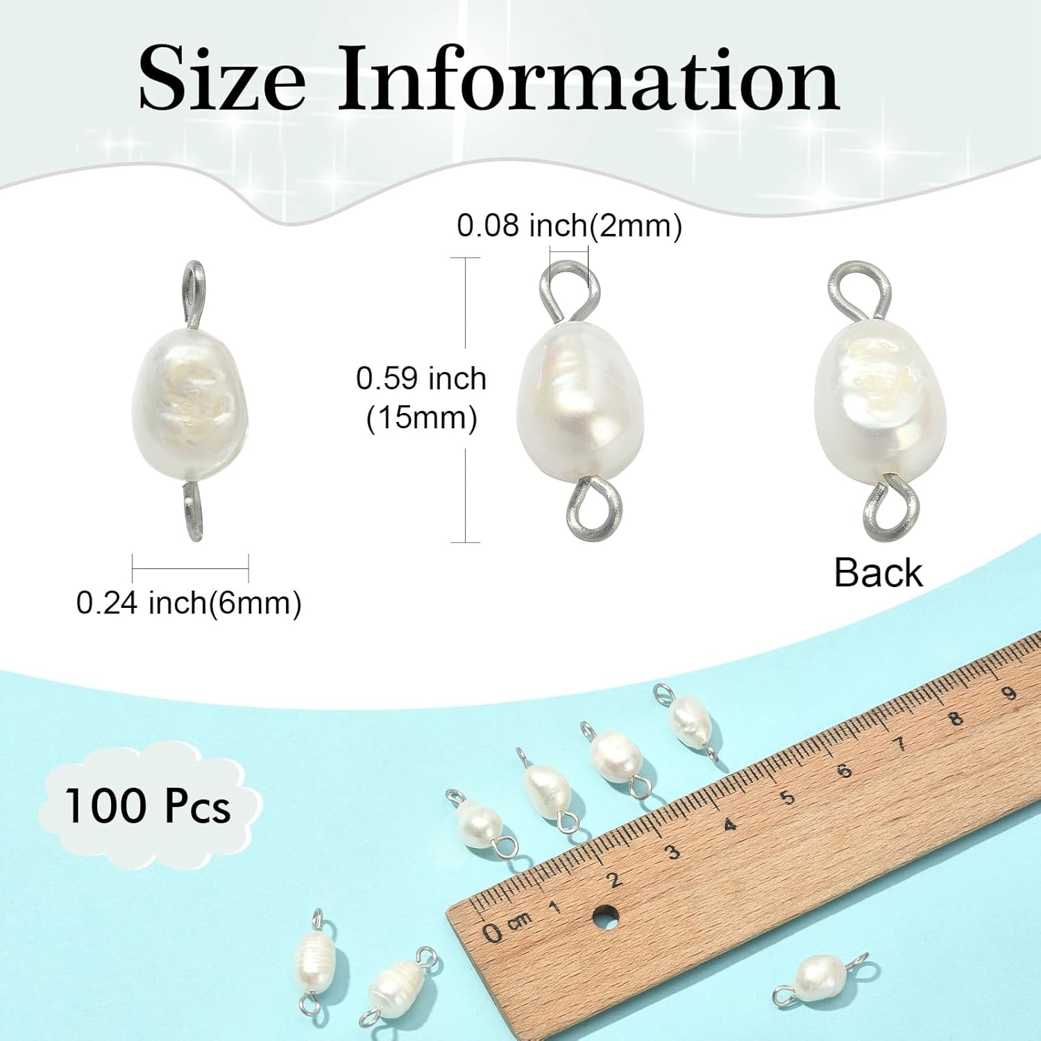 Airssory 100 Pcs Natural Cultured Freshwater Pearl Bead Links Charms for Jewelry Making Earrings Bracelet Necklace DIY Craft