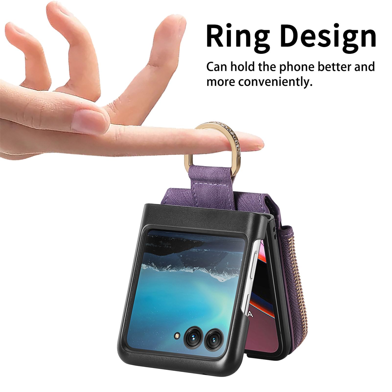 Coque Portefeuille Motorola Razr 40 Ultra - Cuir PU, 2 Fentes Cartes, Bandoulière - Marron - BellaCase