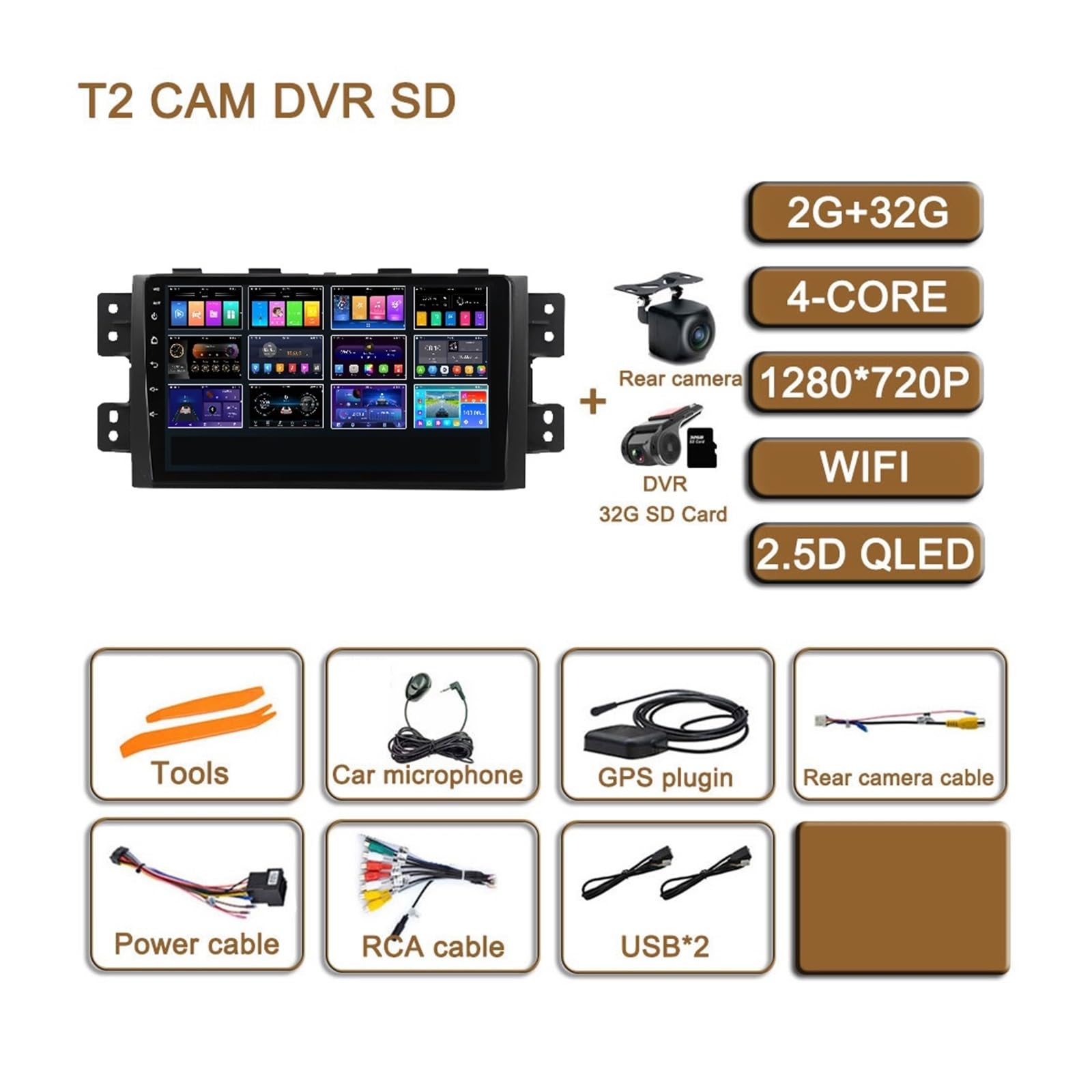 Nawigacja satelitarna Radio samochodowe Nawigacja GPS Bezprzewodowe samochodowe multimedia wideo(T2 CAM DVR)