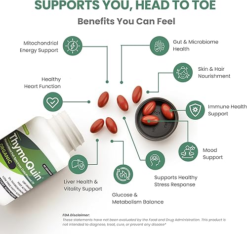 Miniatura 4 de ThymoQuin Cápsulas de aceite de semilla negra prensado en frío orgánico para la piel, las articulaciones, la salud metabólica e inmune  Nigella