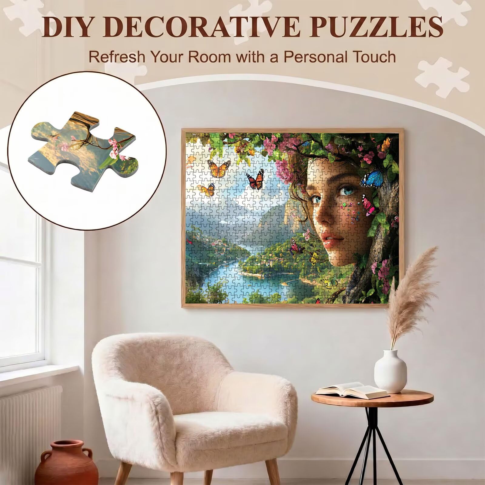 donna Farfalla Puzzle 4000 Pezzi per Adulti, Puzzle in Legno - Collezione Classica con Poster Incluso -Sfida di Concentrazione e Passatempo Antistress, Gioco Educativo per Famiglia, 141 x 87 cm f0-817