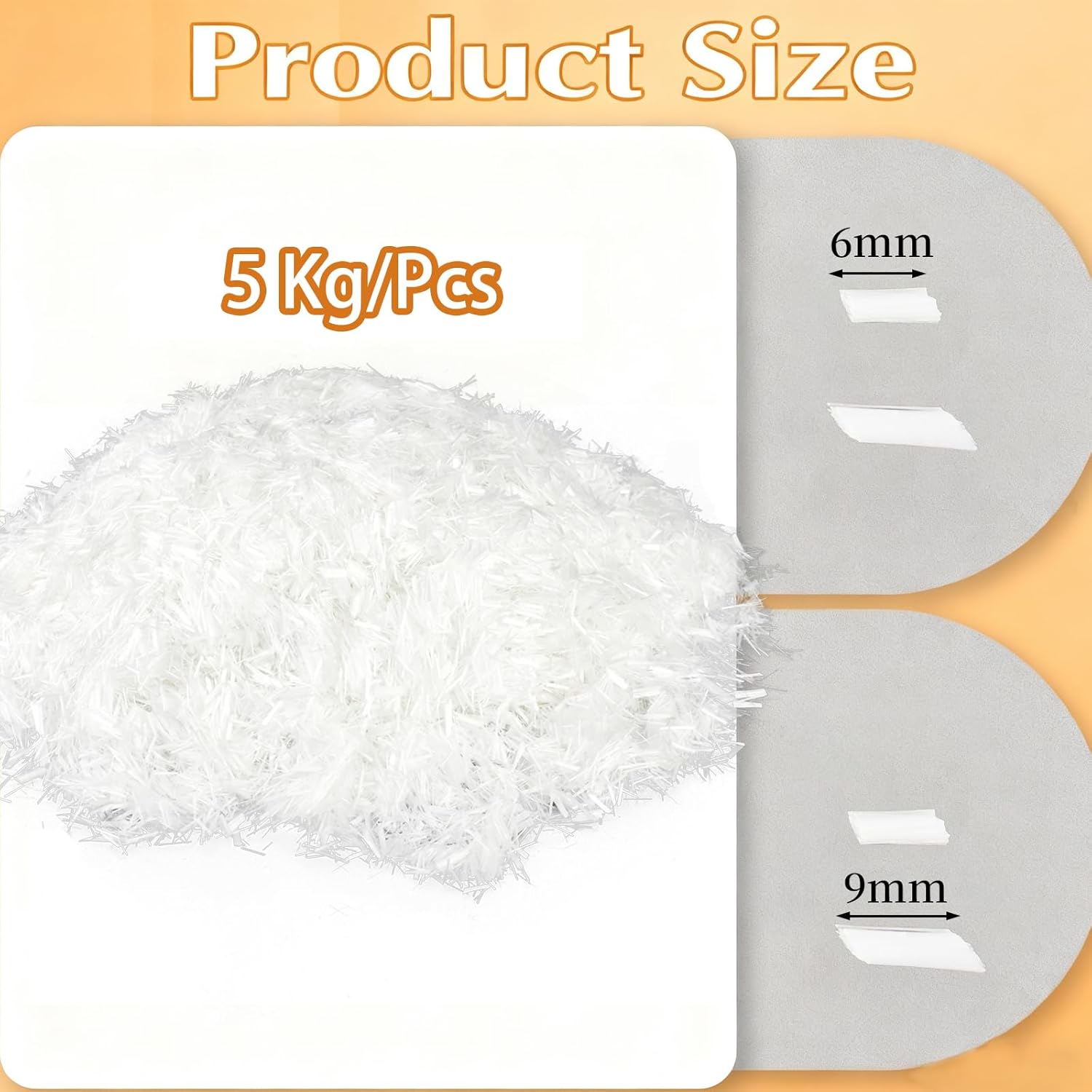 11 Lb 1/4 Inch Chopped Fiberglass Fibers Strands for Cement 6 mm, 9mm Mortar Concrete Reinforcement Anti Seepage Anti Cracking Milled Glass Fiber for Building Wall Garden Floor